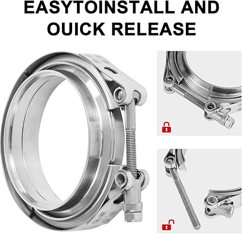 Miniatura 4 de Abrazadera de banda en V de 3 pulgadas, abrazadera universal de banda en V de acero inoxidable de 3 pulgadas, abrazadera de banda en V de liberación