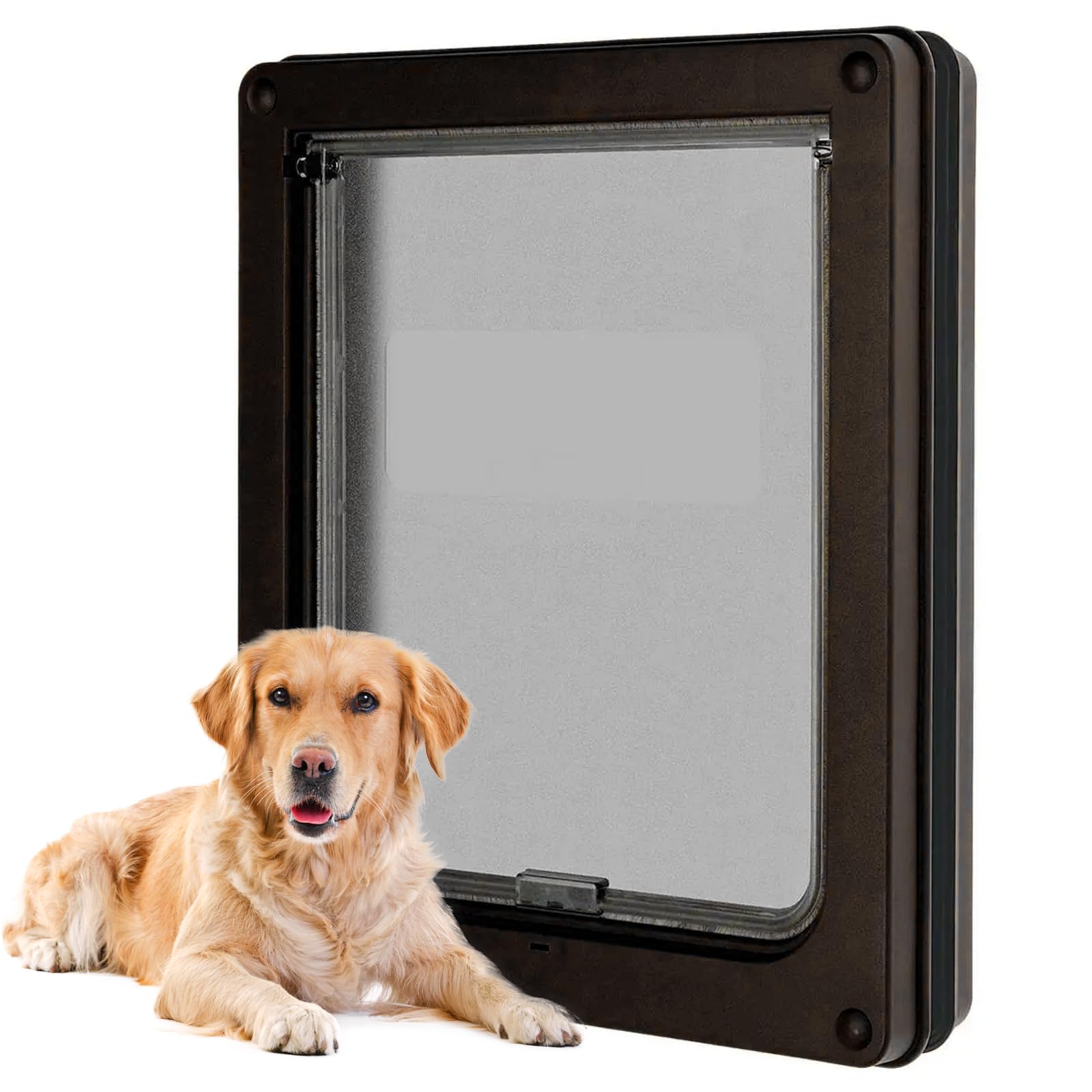 Hundeklappe Für Große Hunde, Wetterfeste Pet Door Für Katzen Und Hunde, Haltbare Katzenklappe, Snap-In Schließplatte Inklusive, Geeignet Für Innen- Und Außentüren,Schwarz,L