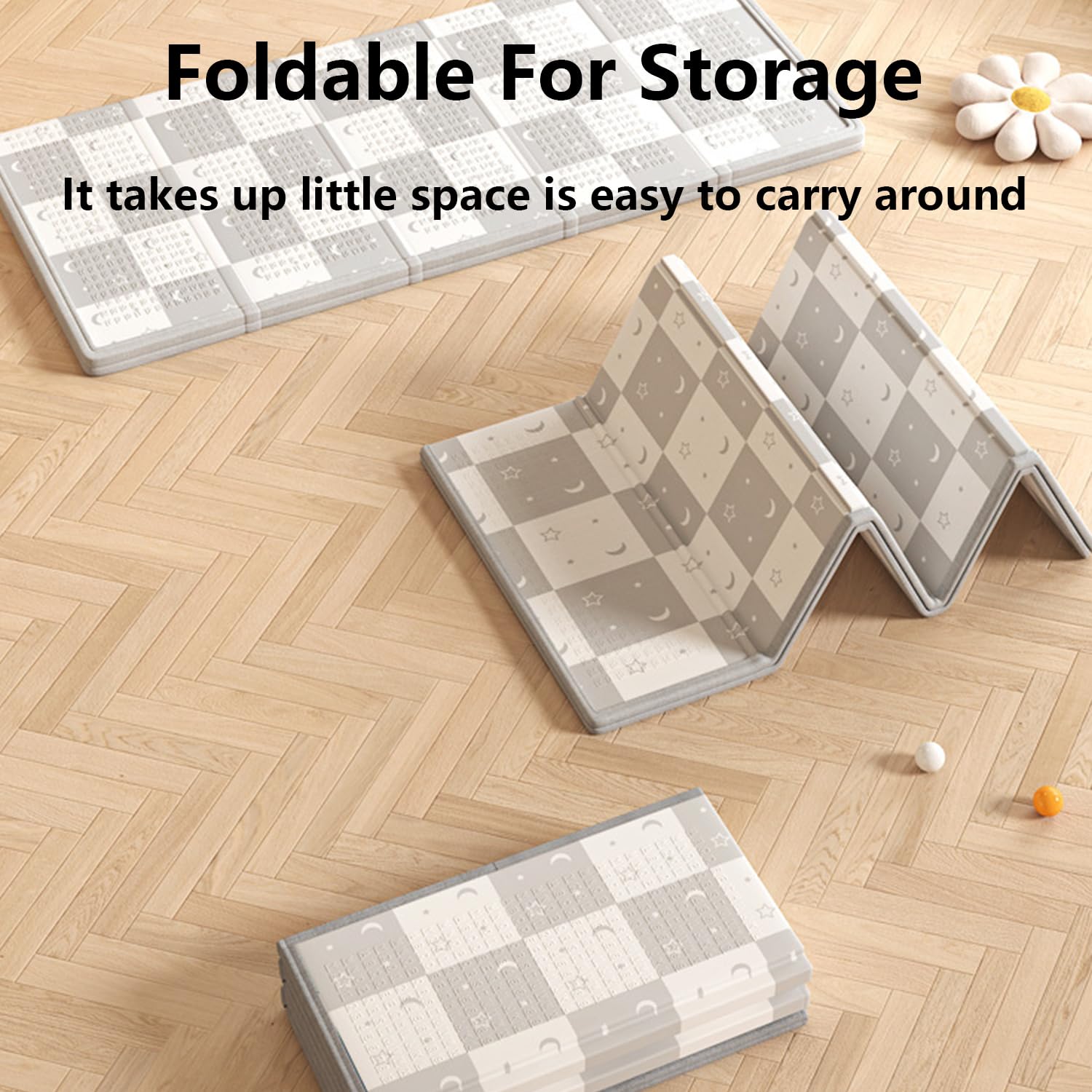 Tapis De Jeu Pliable Et RéVersible pour BéBé,en Mousse Rembourré avec Bords Cousus,éPais Anti-Chute,IdéAl Les Jeux,Les Pique-Niques Liens Familiaux Qualité(200 * 220 * 2cm,E)