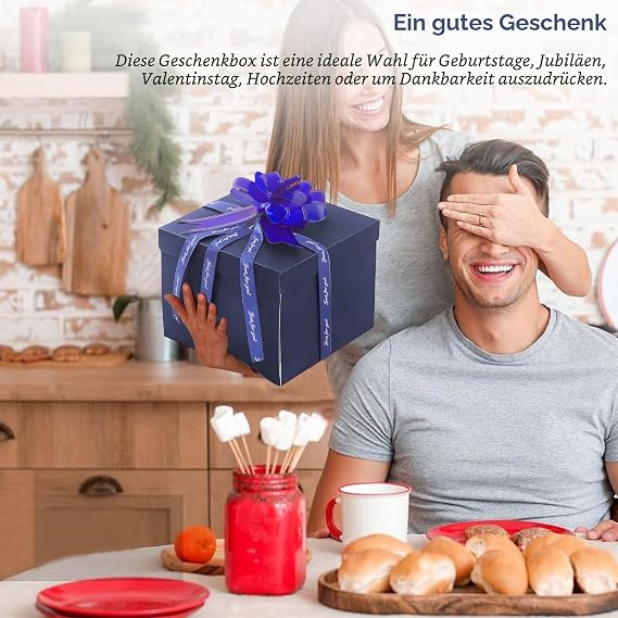 DIYCUT Explosionsbox Geburtstag 5 Ebenen Blaues Geschenke Box Kreatives Überraschungsbox Geburtstag Explodierende Geschenkbox mit Seidenband für Geburtstags Valentinstag und Hochzeit