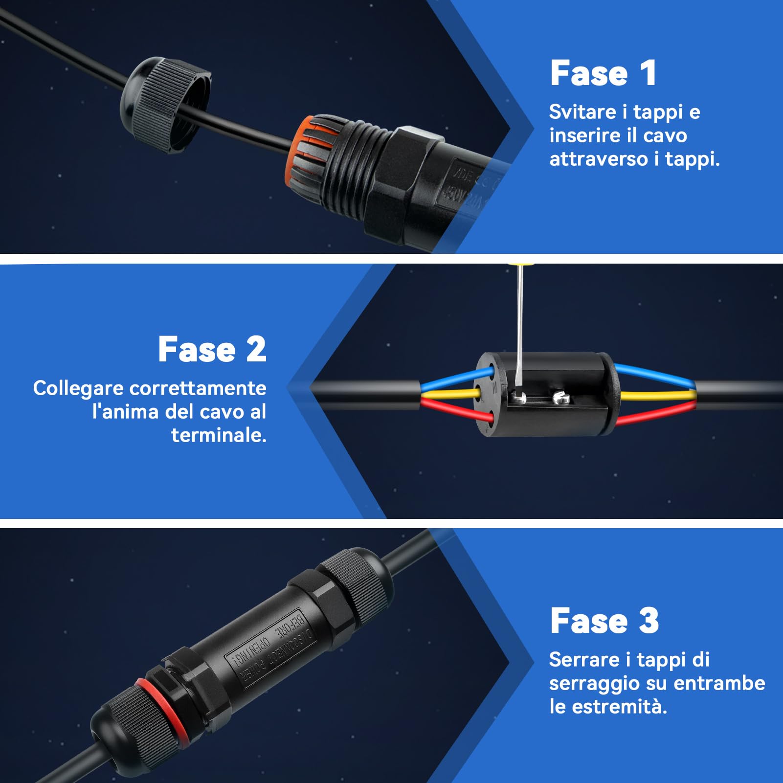 Scatole Di Giunzione Impermeabili IP68 - 4 Pezzi Per Cavi Ø3-12mm - Connettori Elettrici Per Esterno - Foto 3