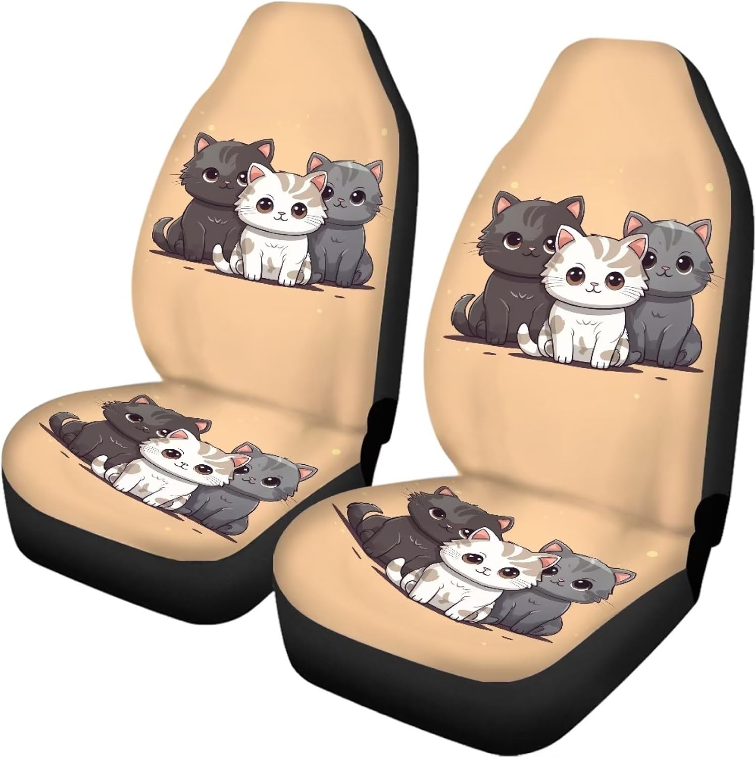 DISNIMO Cat Family Front Seat Cover for Cars Non Slip Durable Car Front Seat Covers for Cars, Trucks & SUVs Seat Protector Universal Fit Set for Women Men