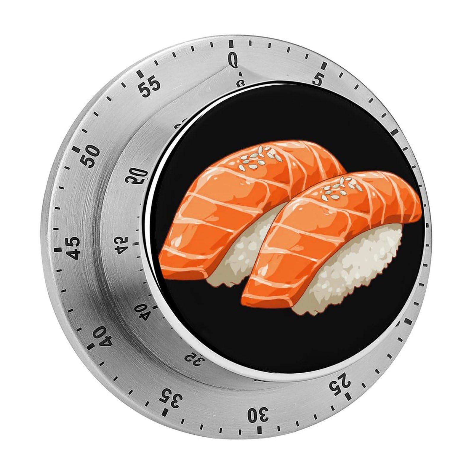 Salmon Sushi Mechanical Timer with Alarm for Kitchen Cooking Productivity Stainless Steel Timers