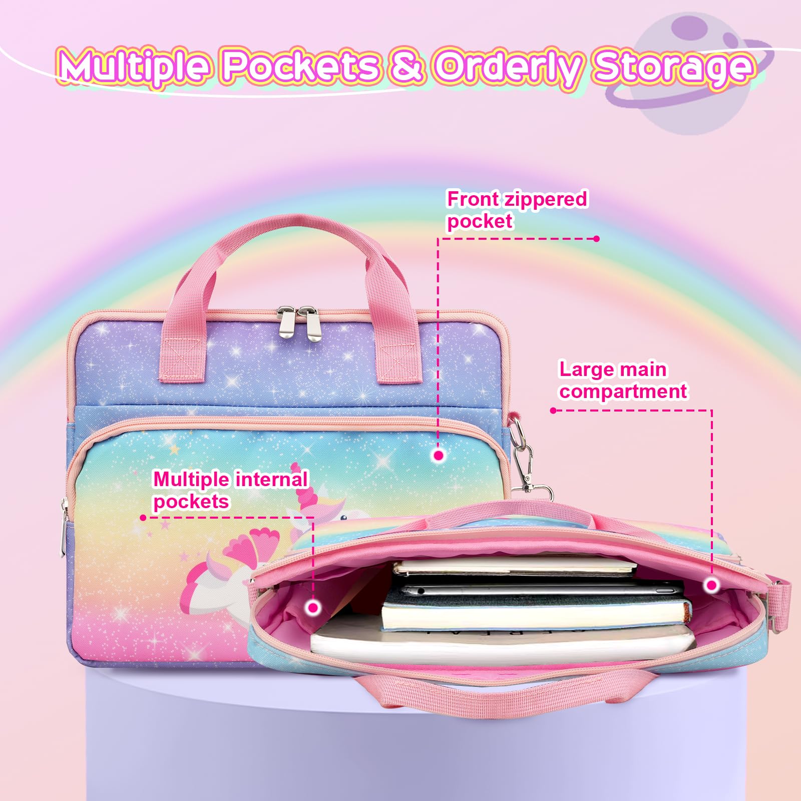 TiMOVO Custodia per Bambine, Borsa 12,5 Pollici con Tracolla, Contenitore Universale Portatile per Fire Tablet, Kindle, iPad