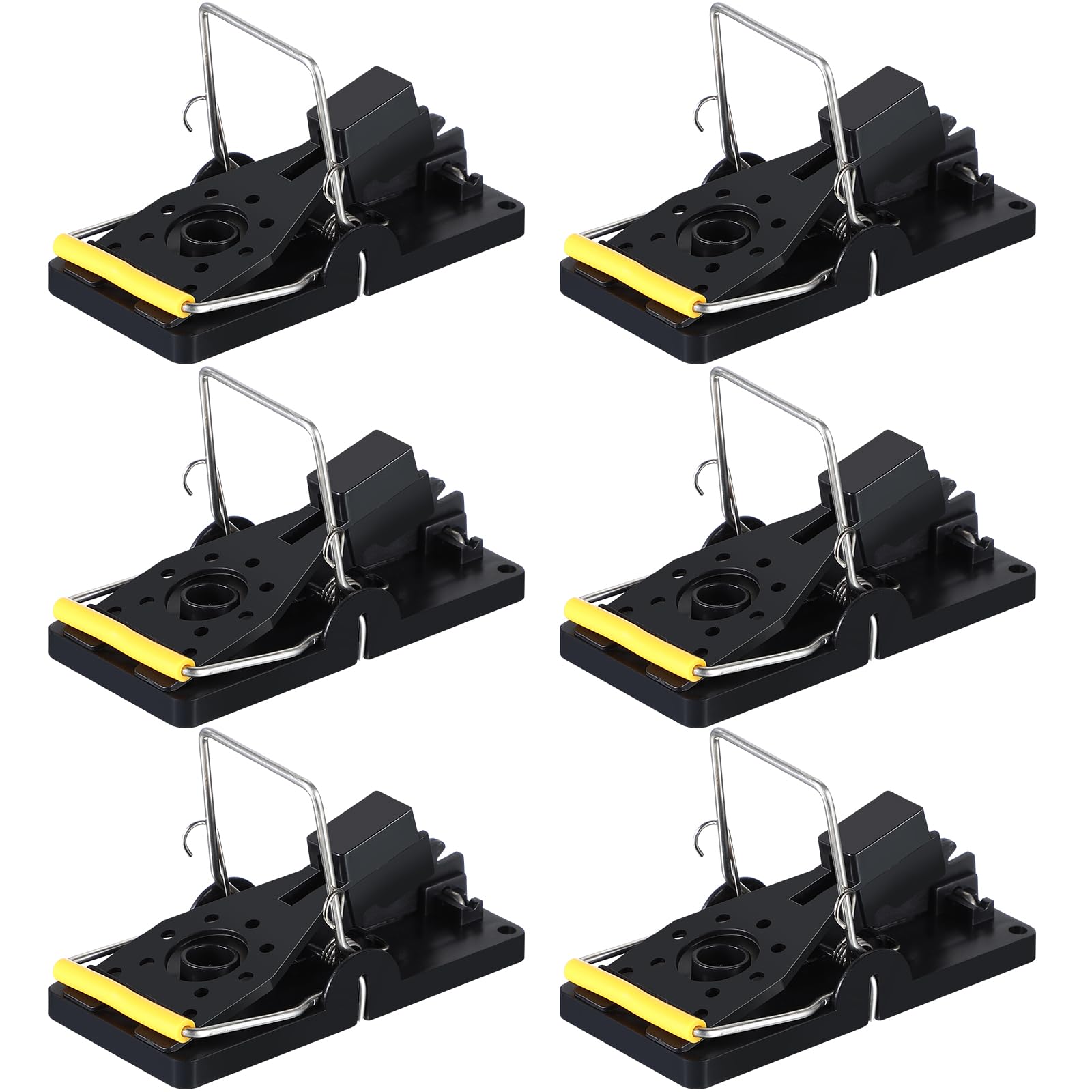 Qualirey 6 Pcs 24 Pcs Plastic Mouse Rat Traps House Indoor Quick Effective Safe for Warehouse Garden Kitchen 3.86 x 1.81 x 2.17 Inch (Black,Yellow) โ image 1