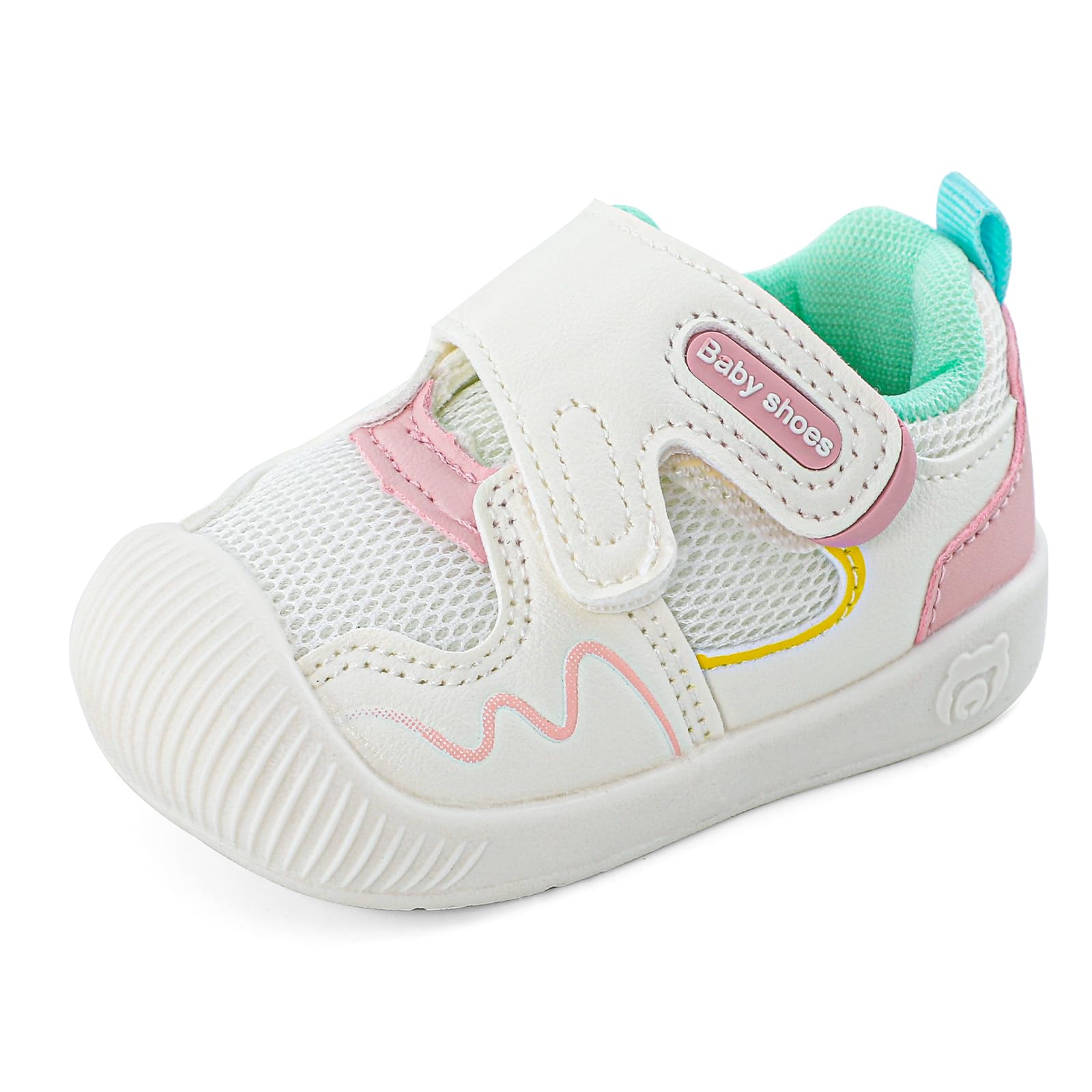 LACOFIA Buty niemowlęce dla dziewcząt i chłopców, buty do nauki chodzenia, z antypoślizgową gumową podeszwą, oddychające buty dla małych dzieci