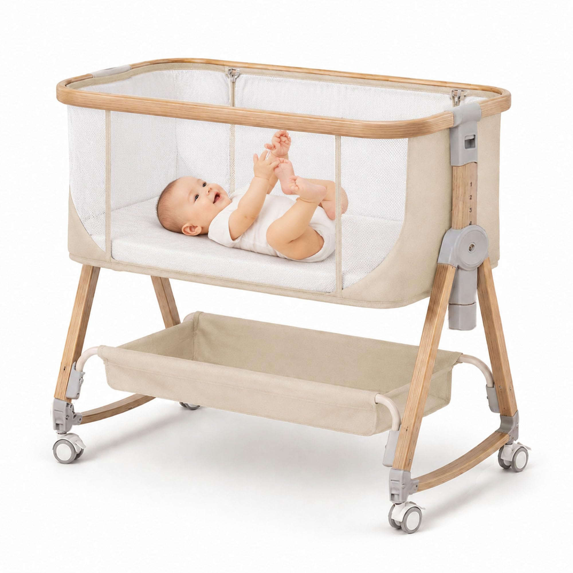 ベビーベッド 添い寝ベッド 新生児~6ヶ月 6段階高さ調節 揺りかご機能 Amazon.co.jp: ベビーベッド 添い寝 折りたたみ 新生児〜6ヶ月 6段階高