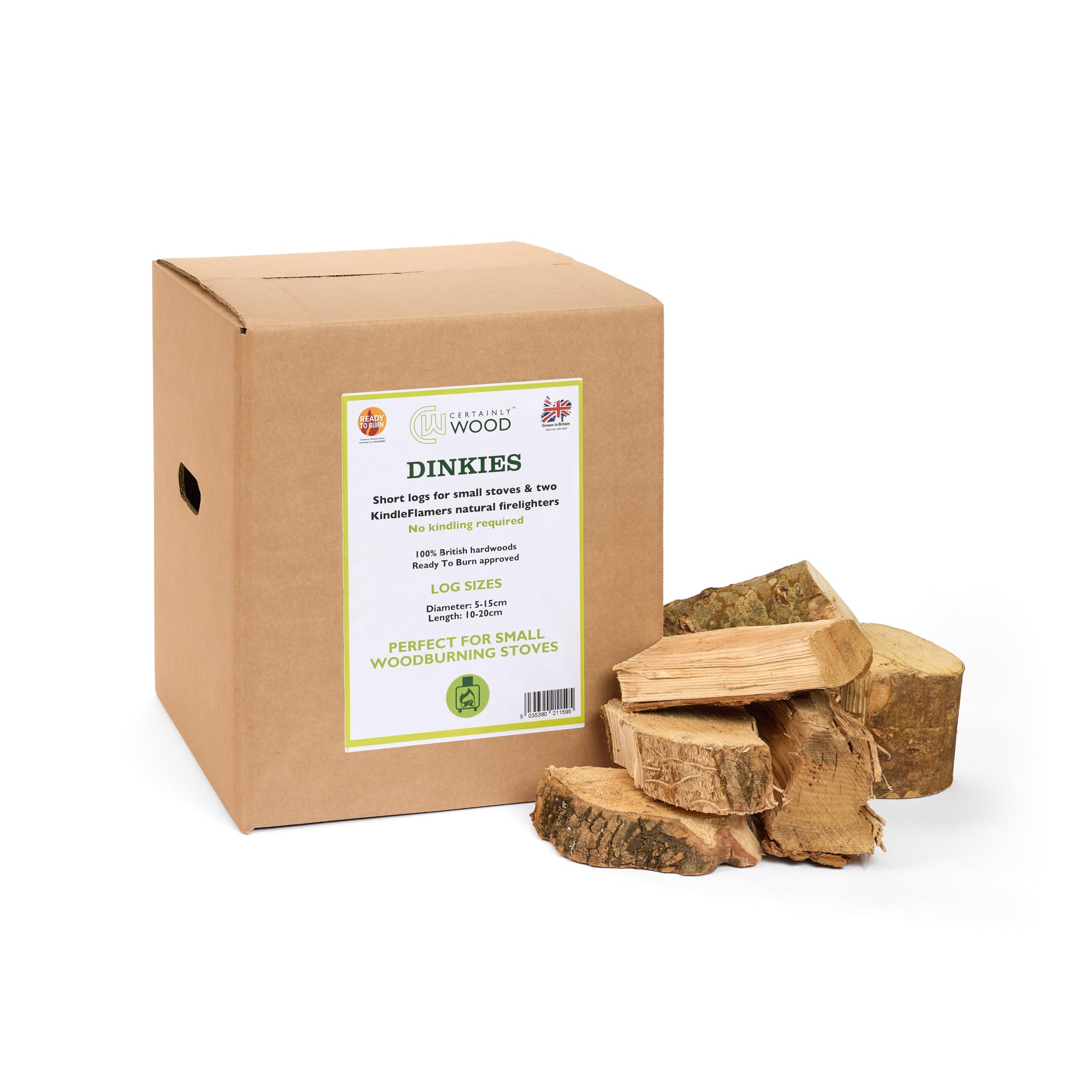 – Certainly Wood Dinkies Firewood Logs with KindleFlamers - Small Kiln Dried Hardwood for Compact Wood Burners Firepit BBQ Pizza Ovens - Mini Fire Wood for Open Fire Pit Camping Canal Boats Tipis Yurts
