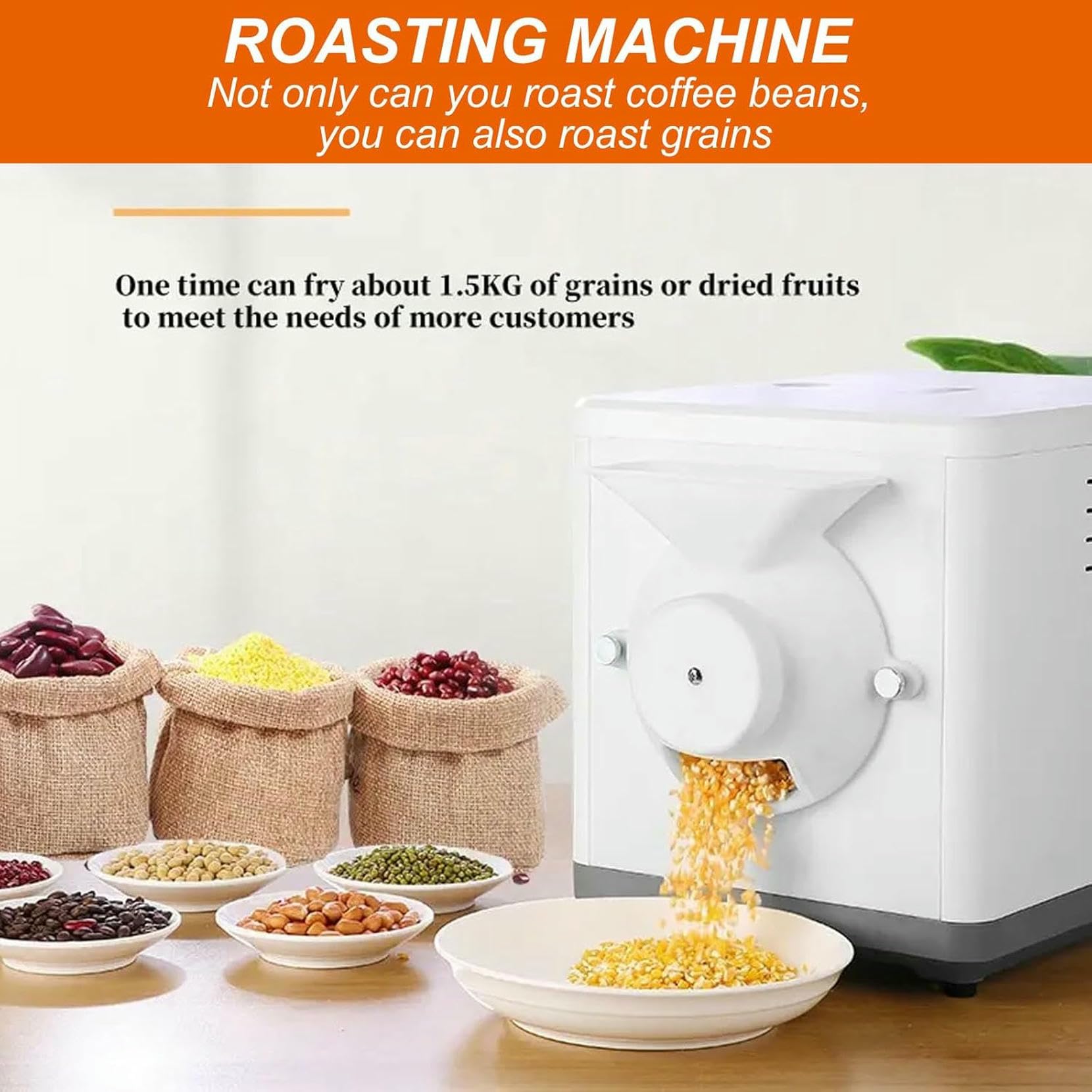 Tostadore per caffè A Tamburo Domestico, Piccola Macchina Elettrica per Arrostire Fagioli di caffè A Calore, Grande capacità, per La Tostatura, Frittura (220V)
