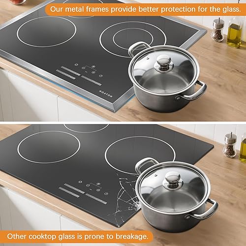 Miniatura 10 de Noxton Estufa eléctrica de 30 pulgadas, 5 quemadores, estufa eléctrica de cerámica radiante integrada con control táctil de sensor, bloqueo de