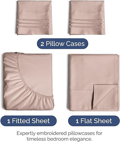 Vista 1043 de Juego de sábanas de 4 piezas tamaño king, extrasuaves, transpirables y refrescantes con esquinas profundas, sábanas de fácil ajuste y sin arrugas