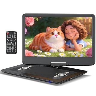 WONNIE 18" Portable DVD Player with 15.6" HD Swivel Screen, 6 Hours Rechargeable Battery, Large DVD Player Portable Support MP4, MKV Video & USB/SD Card/Sync TV, High Volume Speaker, All Regions - Amazon product rated Grade A