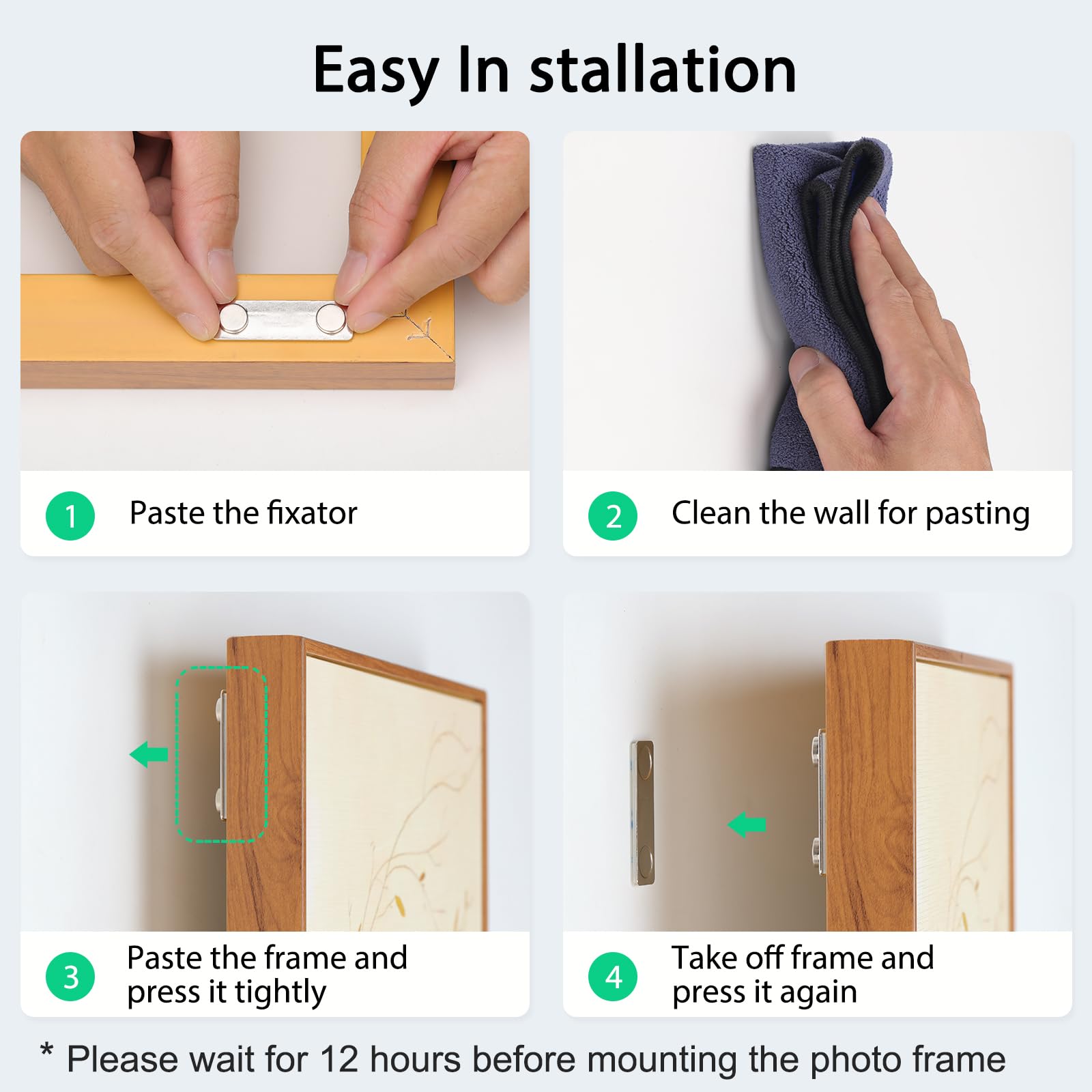 6 paia di strisce magnetiche per appendere quadri, fissaggio magnetico rimovibile e senza danni, strisce adesive per appendere cornici e decorazioni per la casa