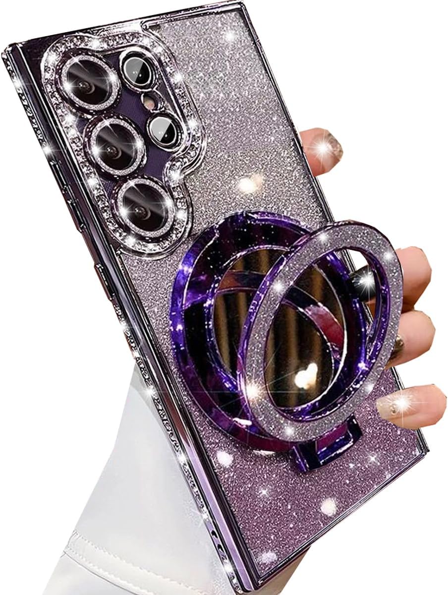 Changjia for Samsung Galaxy S26Ultra Magnetic Kickstand Glitter Case,Purple