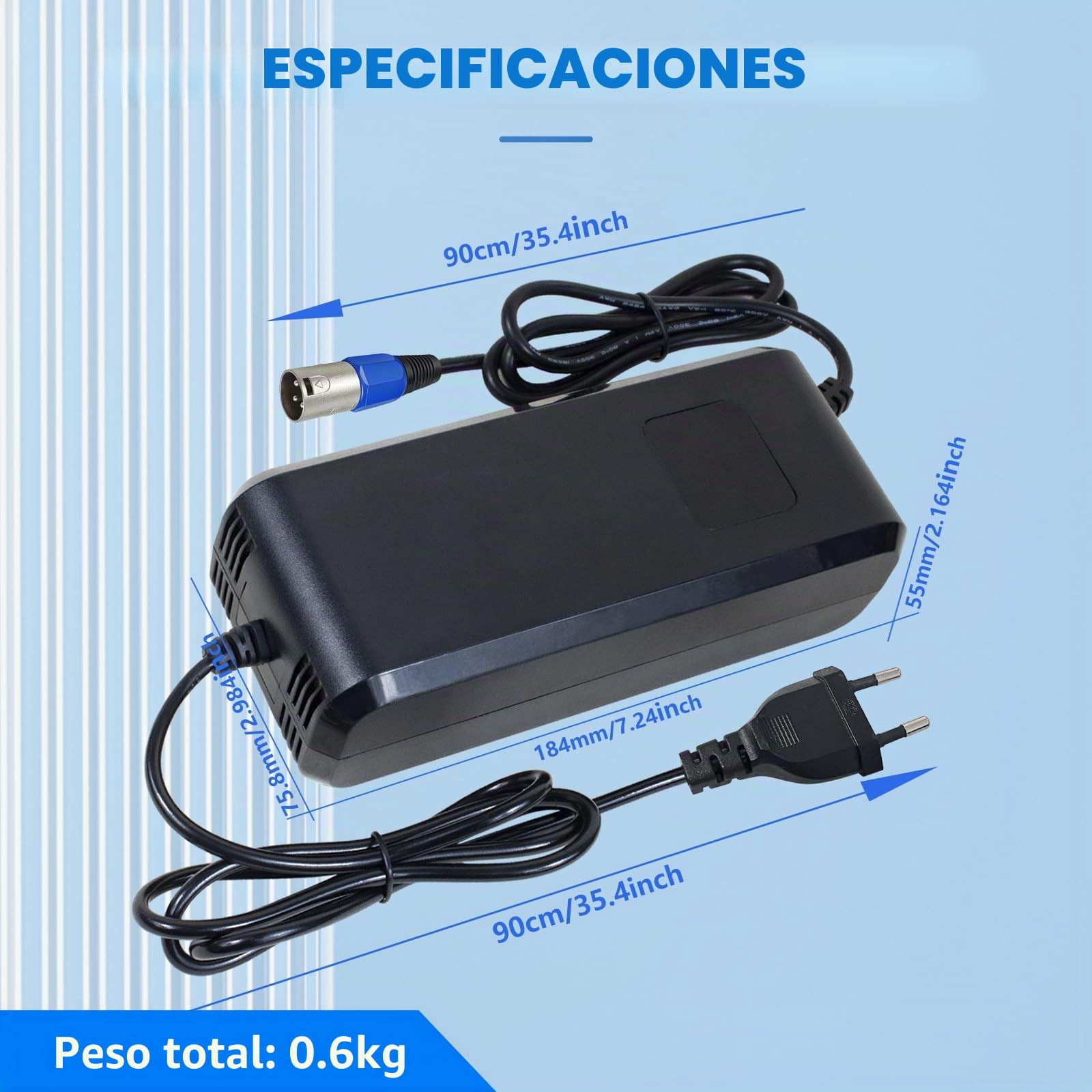 Cargador de Batería Rápido 54.6V 4A para Bicicleta Eléctrica 48V Batería Li-Ion (54.6V 4A XLR)
