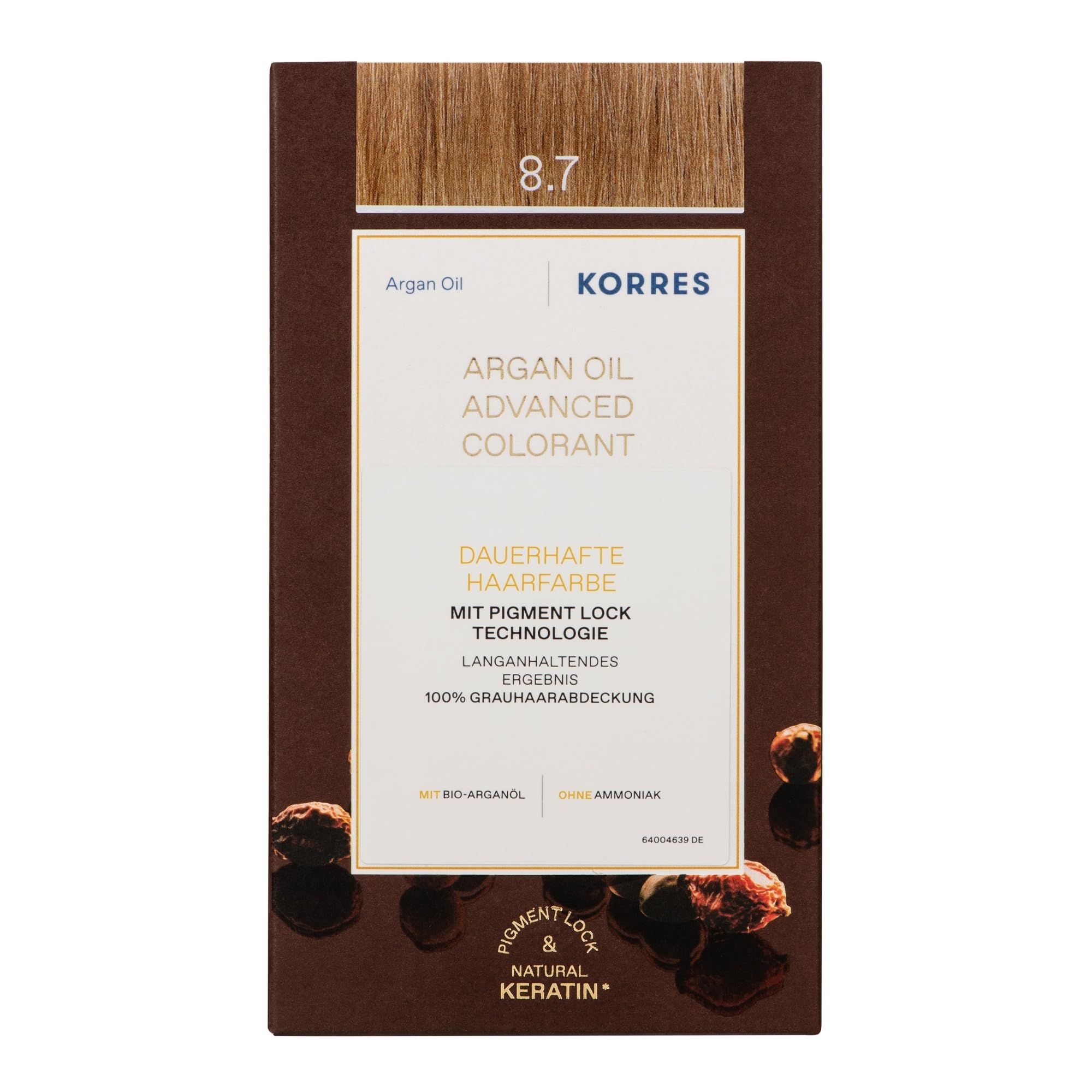 KORRES Argan Oil Colorant – ammoniakfreie Haarfarbe mit Bio-Arganöl Golden Toffee 8.7 – 100% Grauhaarabdeckung & vegan für ein langanhaltendes Farbergebnis