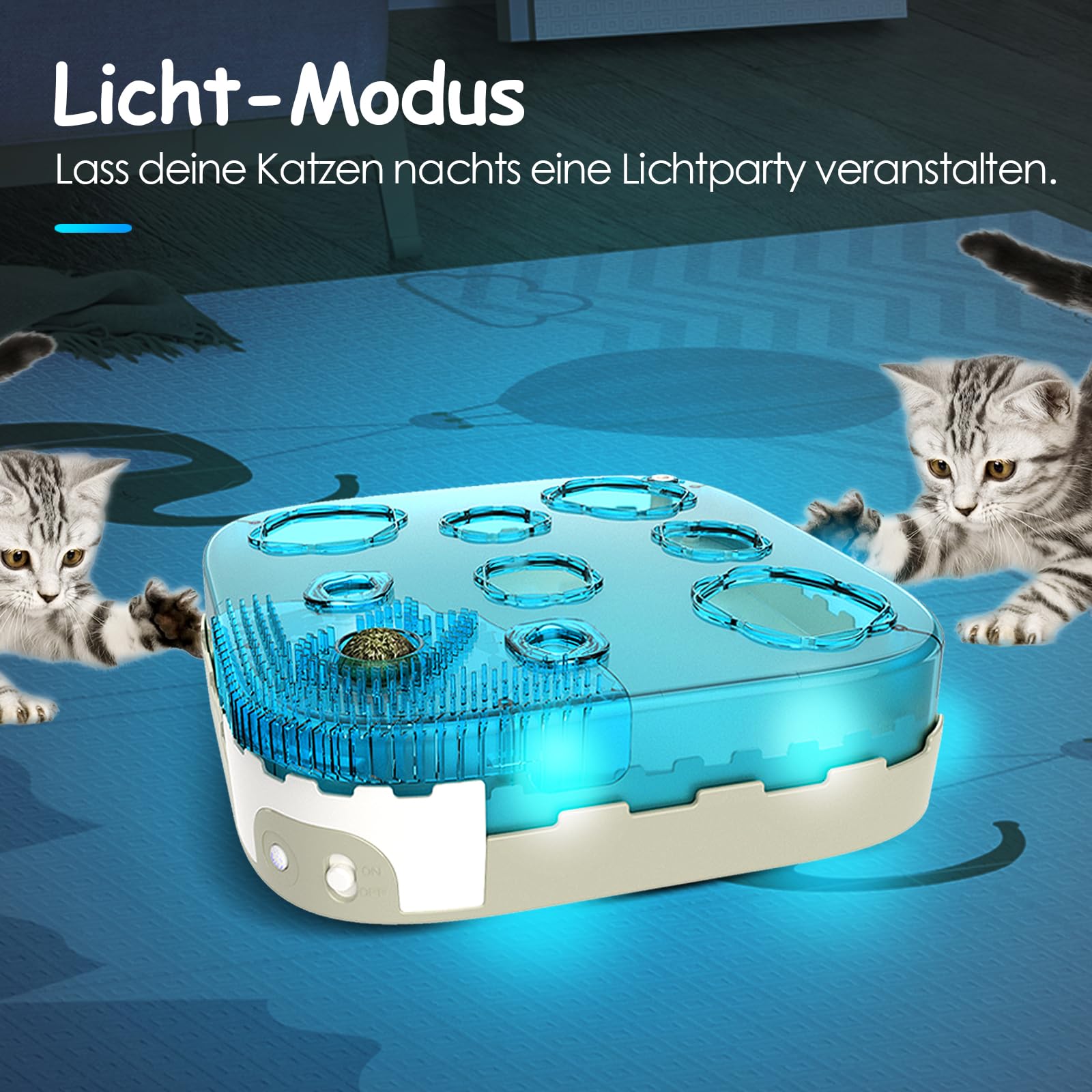 Migipaws 7-in-1 interaktives Katzenspielzeug – Das ultimative Spielzeug für Katzen mit Bewegungssensor, LED-Nachtmodus, Reizstab, Katzenminze-Ball und Schaumstoffbällen für gelangweilte Wohnungskatzen