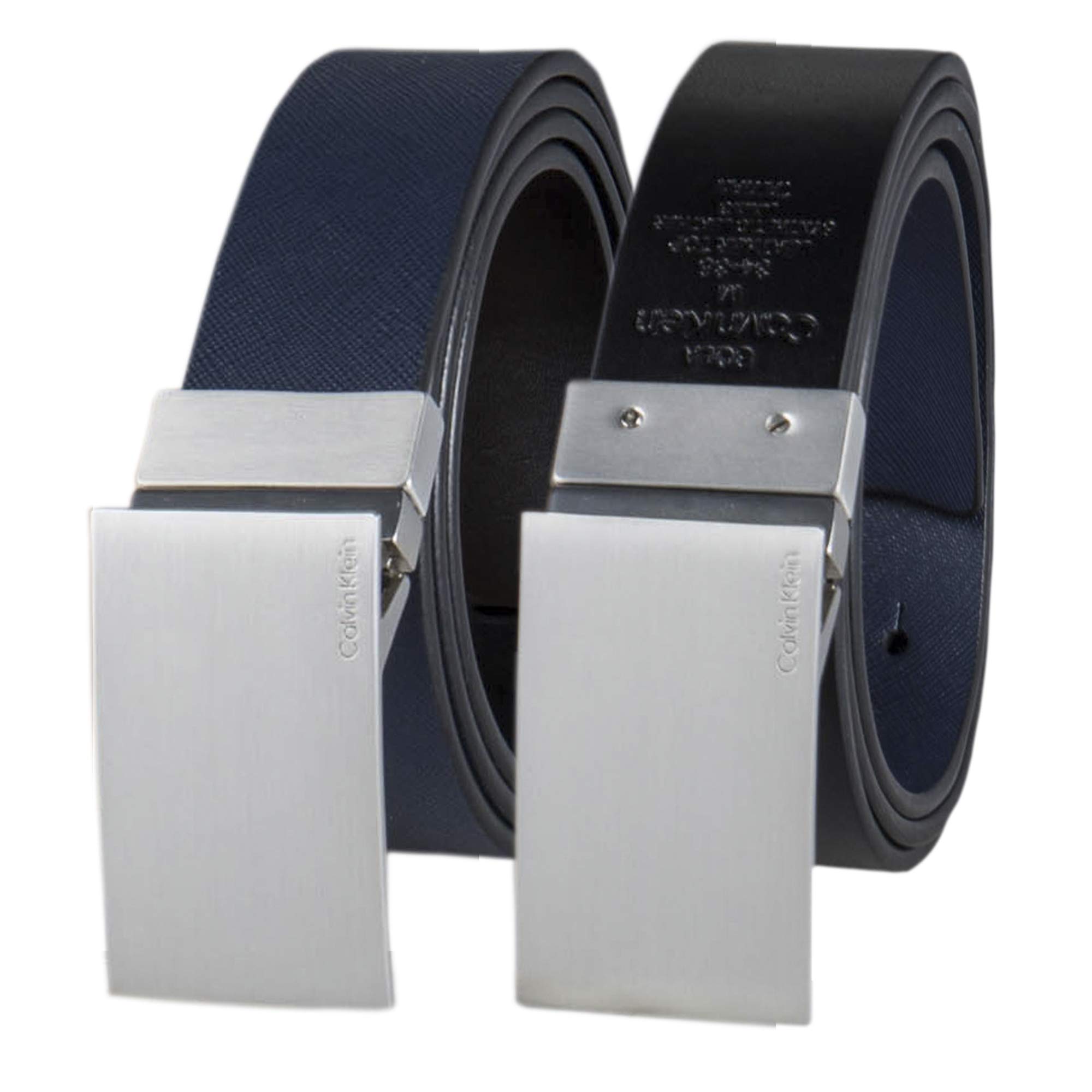Calvin Klein Men's Two-In-One Reversible Modern Plaque Buckle Dress Belt