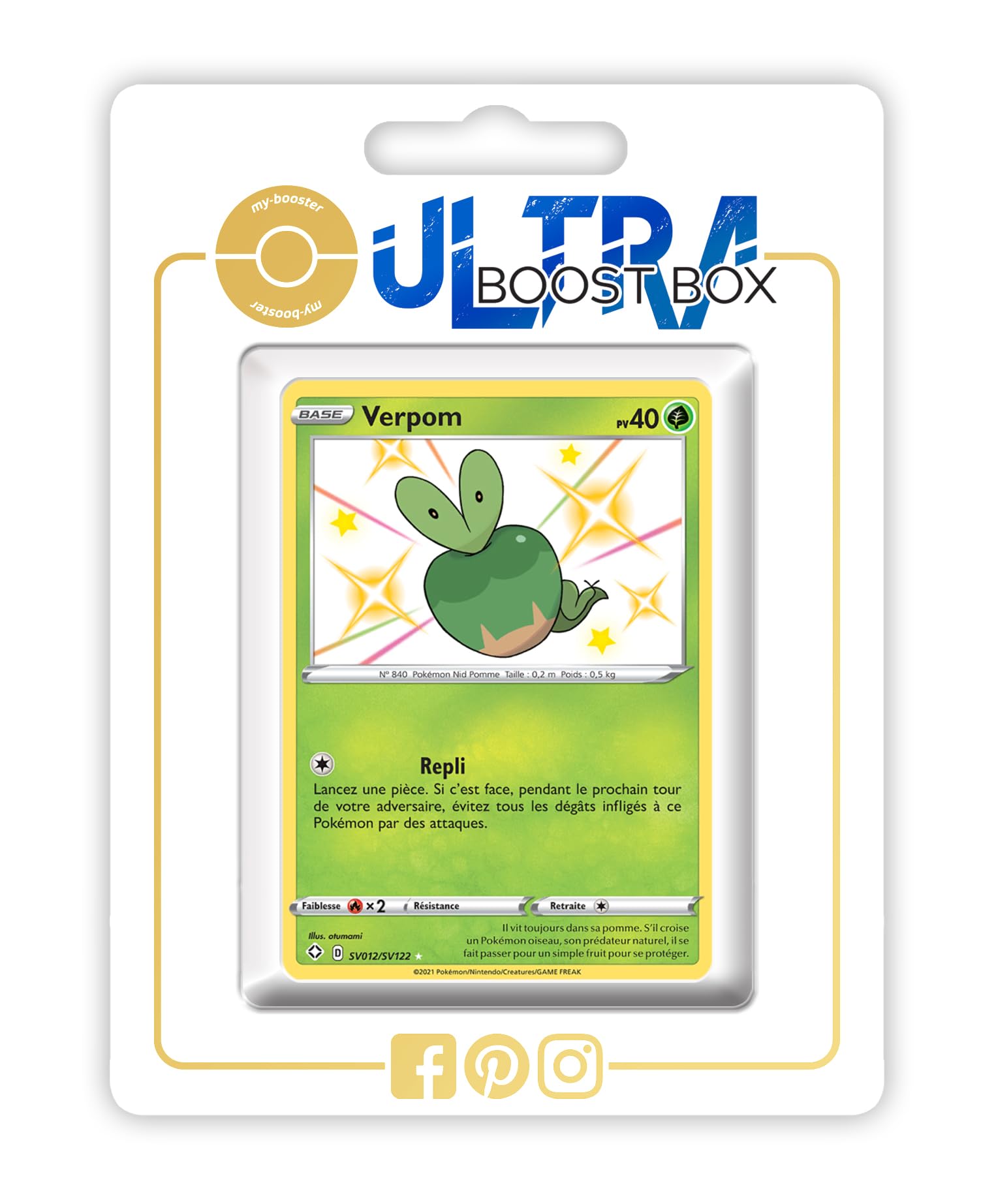 my-booster Verpom (Applin) SV012/SV122 Cromatico Secreto X Écarlate et Violet 4.5 Destinées Radieuses - Box di 10 carte Pokémon Francese