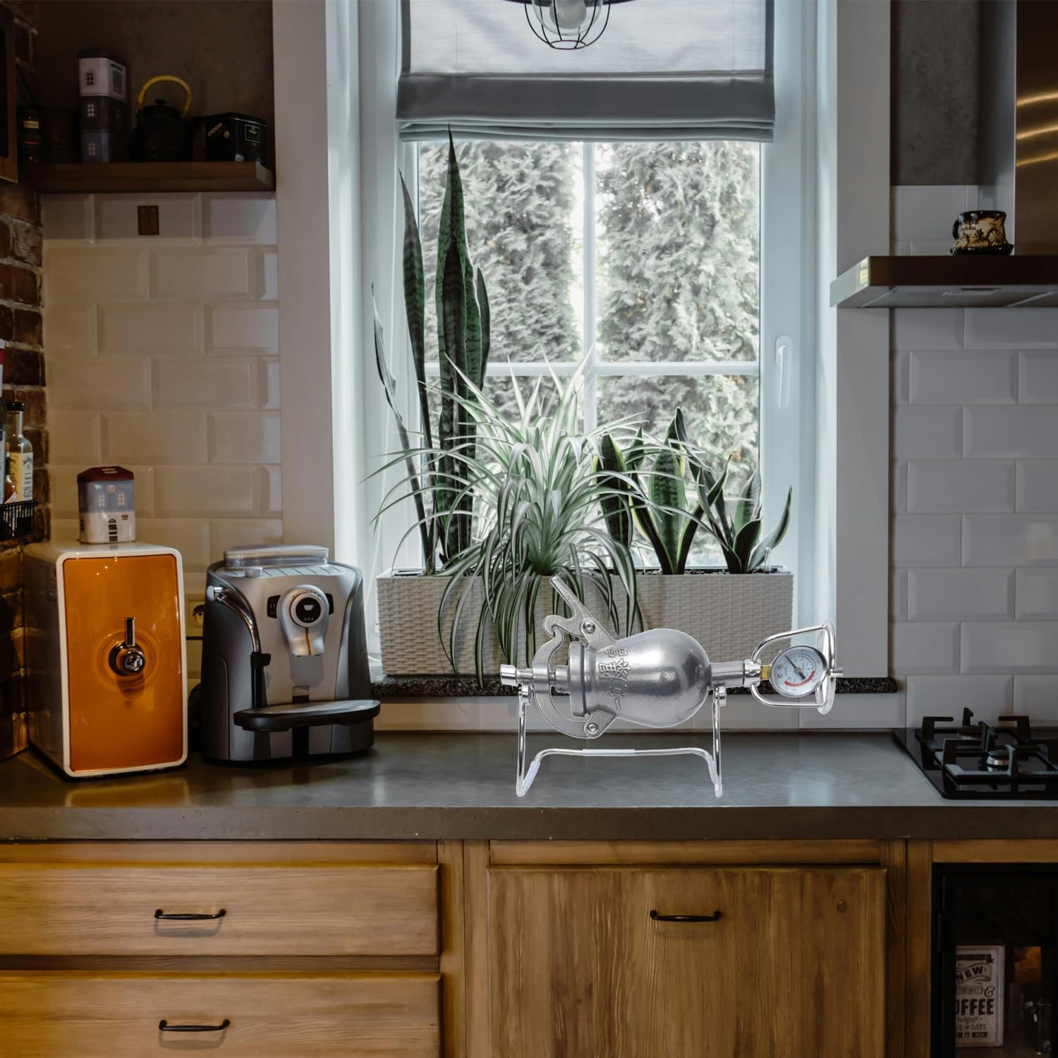 Retro Stainless Steel Popcorn Machine - High Pressure Popcorn Maker & Rice Puff Maker for Home Parties (520ml)