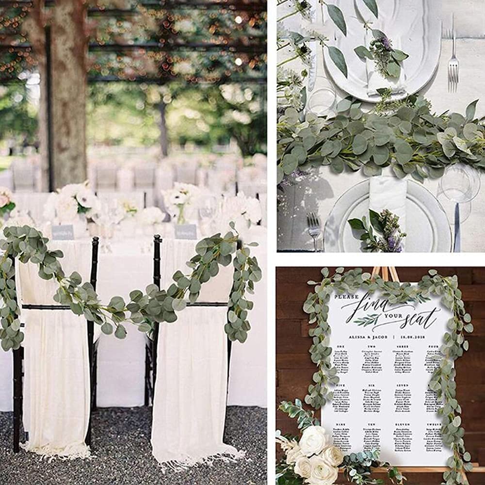 Jevina 5 Stück Eukalyptus Girlande Künstliche Blätter Deko Girlande Hochzeit Eukalyptus Kranz für zu Hause Küchen Garten Büro Hochzeit oder als Wanddekoration 1.8m