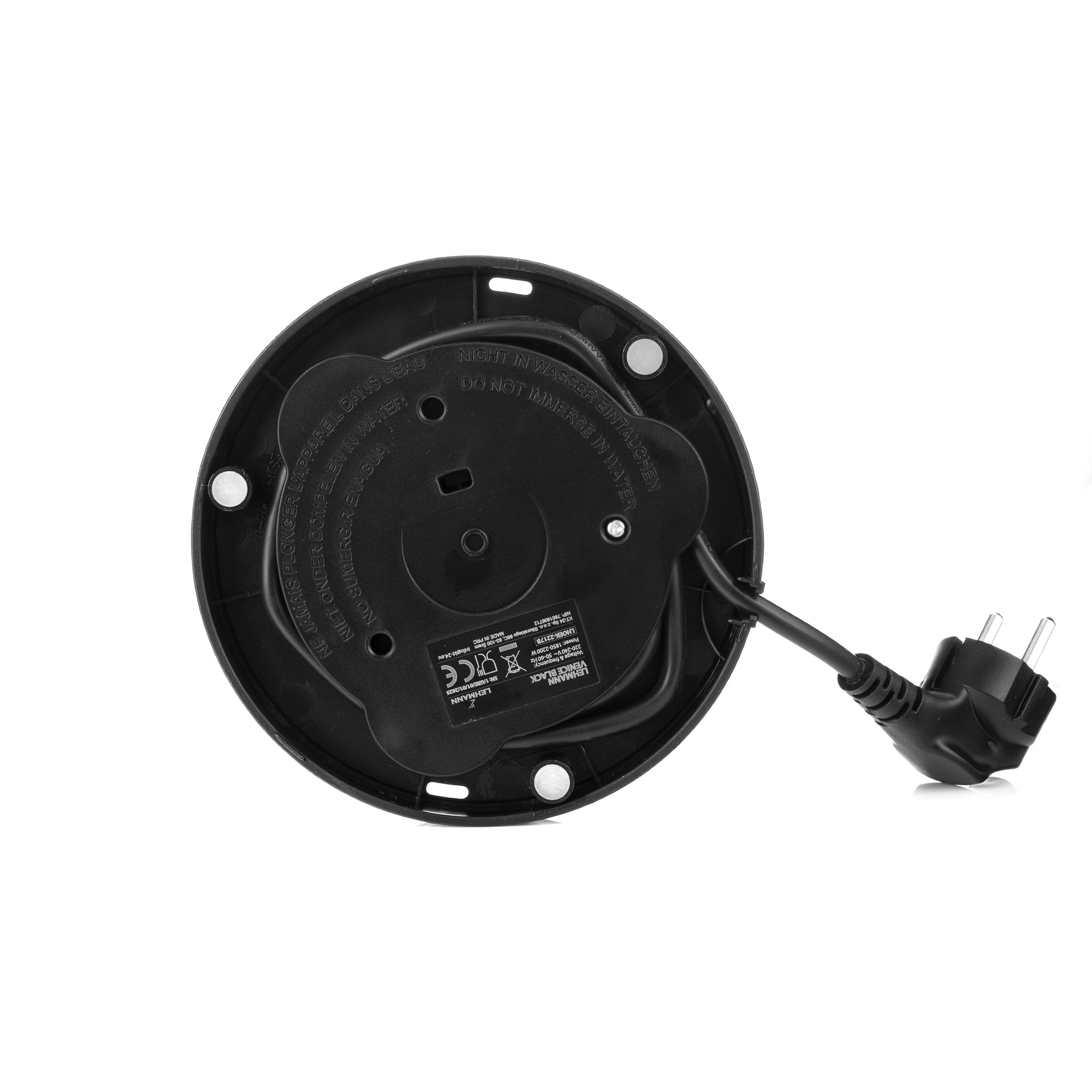 LEHMANN Bollitore Elettrico, 1,7L, 2200W, Riscaldamento Rapido, Design a Doppia Parete, Acciaio Inox, Base Girevole 360°, Spegnimento Automatico, BPA-free – per Tè, Caffè, Pappe, Nero