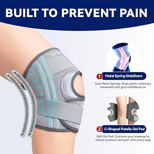 Miniatura 3 de Rodillera para dolor de rodilla y artritis, soporte ajustable con estabilizadores laterales para recuperación de lesiones de desgarro de menisco,