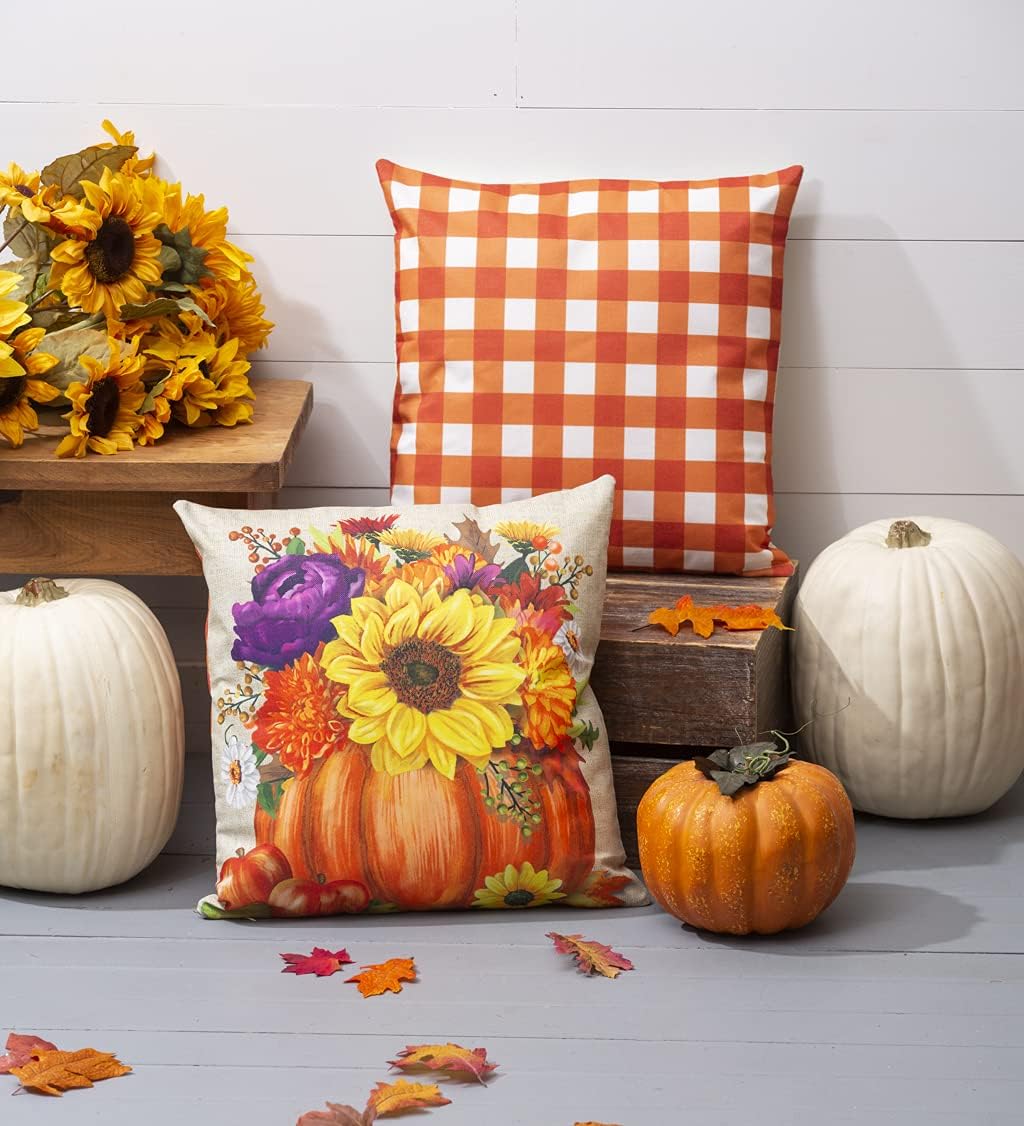 Cypress Home Sunflowers Interchangeable Pillow Cover Set of 4