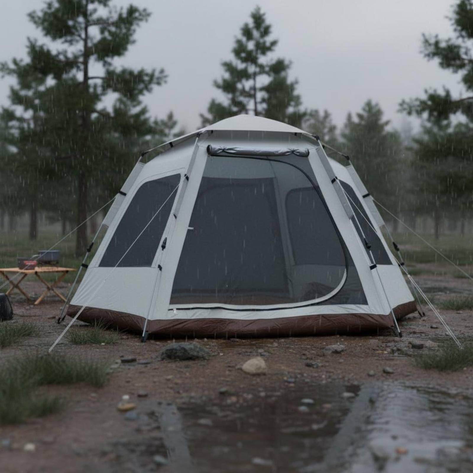 kowaku Tenda Campeggio Esagonale Tenda Outdoor Rifugio Padiglione Riparo Pieghevole Leggera 5 Kg Tessuto Oxford Antipioggia in