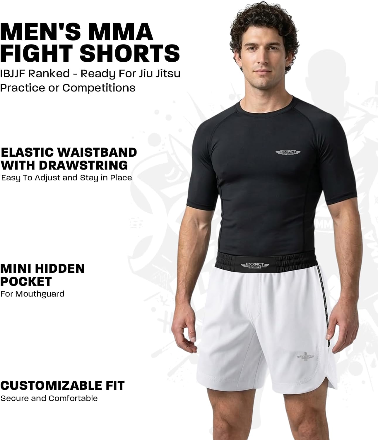 Exxact Sports MMA Shorts, No Gi BJJ Shorts for Men