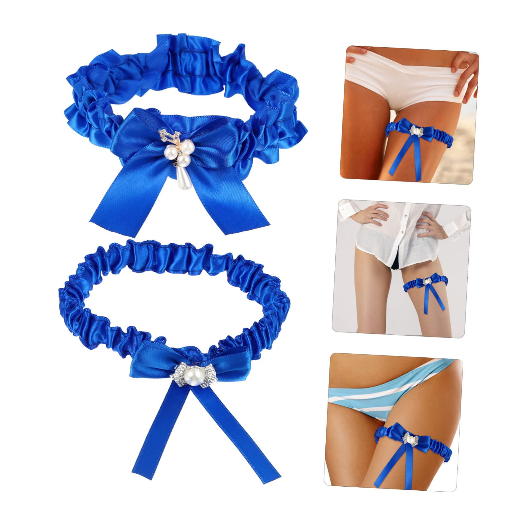 Abaodam 5 Set Di Giarrettiere Per Le Gambe in Stile Per Le Donne Set Di Giarrettiere Da Sposa in Pizzo Con Fiocco Per Matrimonio