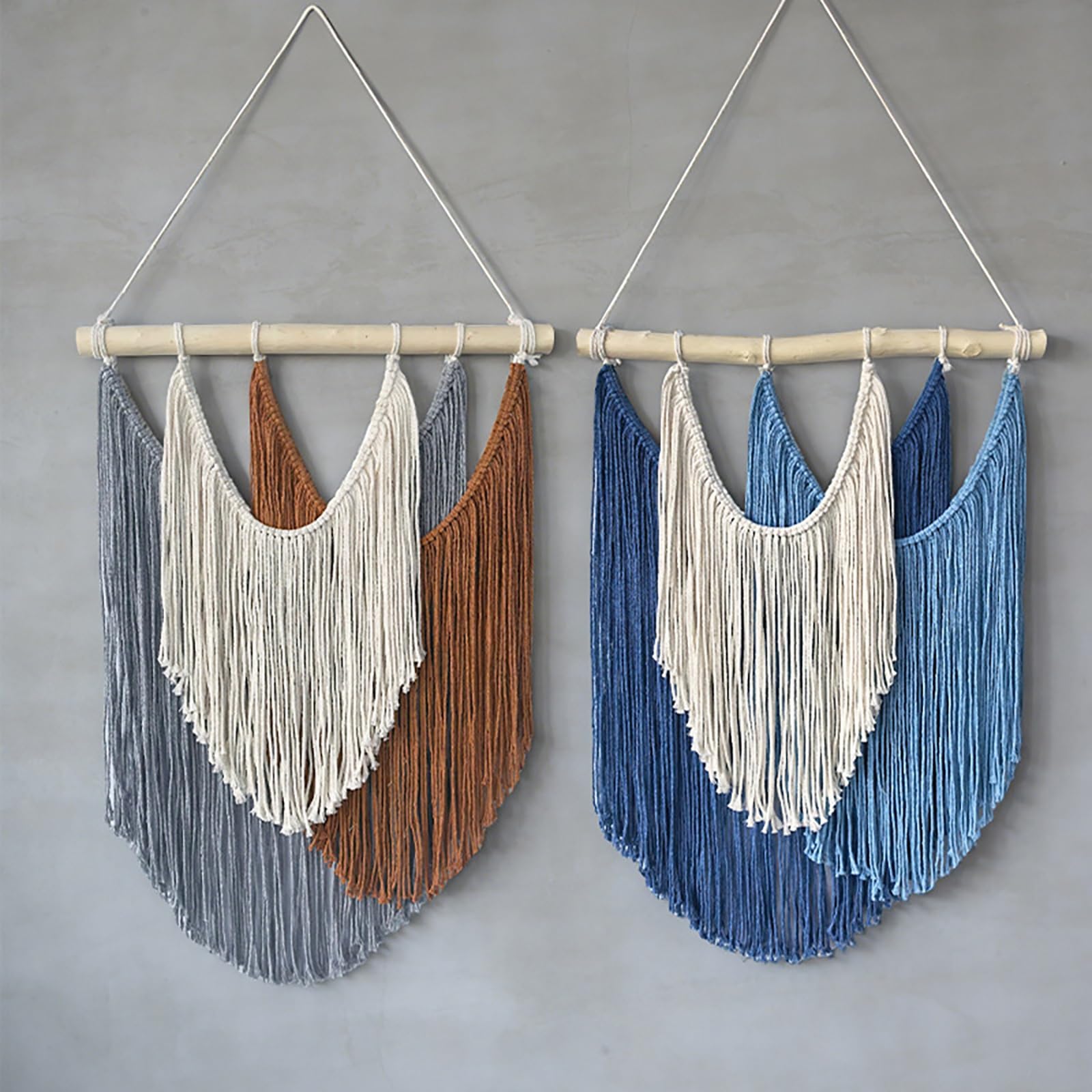 TaLcuS Boho Macrame Wall Hanging Woven Tapestry with Tassels, Aesthetic Bohemian Wall Art for Bedroom, Living Room, Apartment Backdrop(1set)