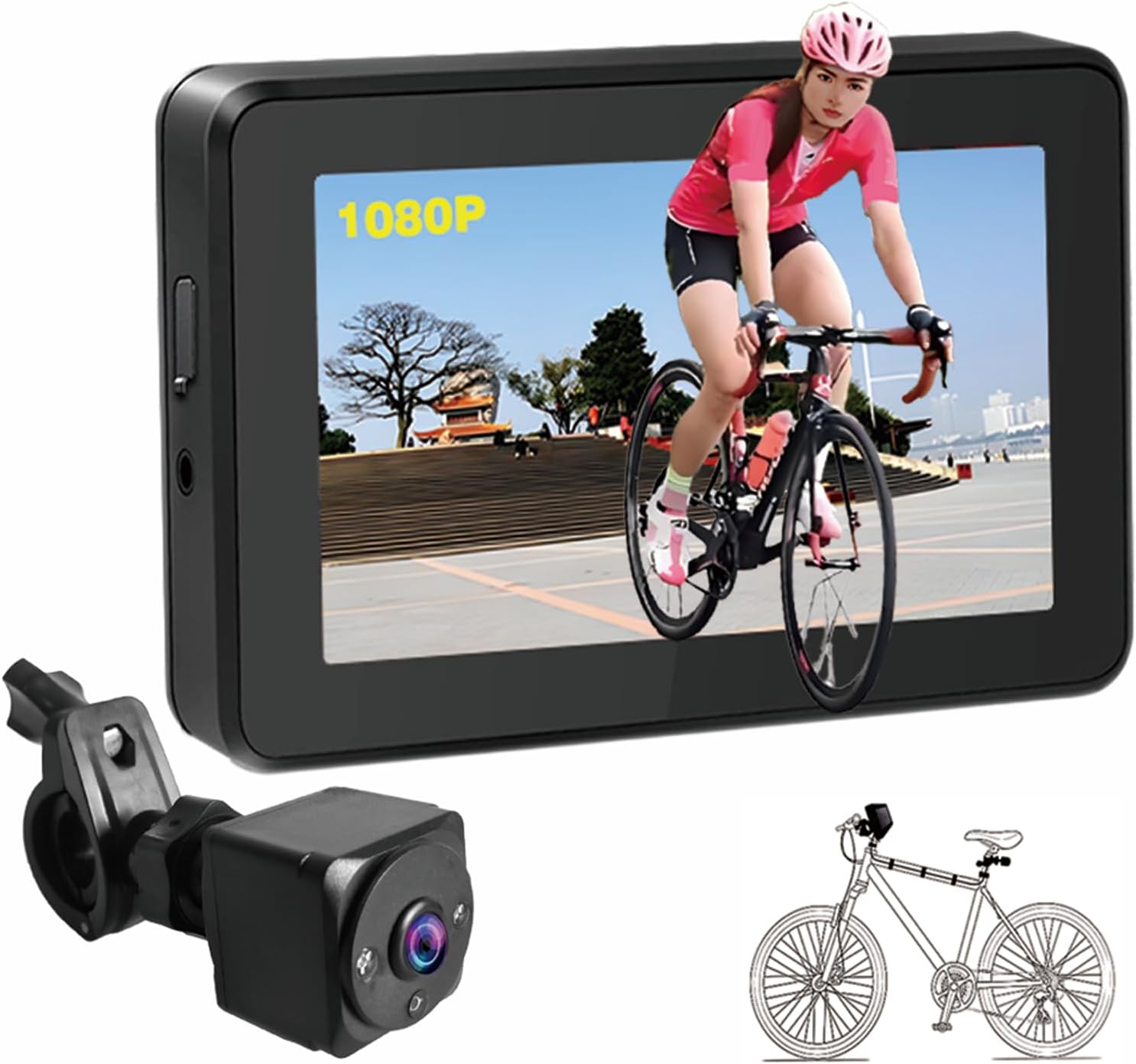 Amazon.com: VSYSTO Bicycle Rear View Camera, Waterproof Bike Mirror ...