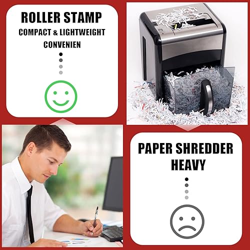 Miniatura 7 de Nezyo Paquete de 2 sellos de rodillo de protección de identidad, confidencial, bloqueo de información de sello de privacidad y 4 unidades de tinta