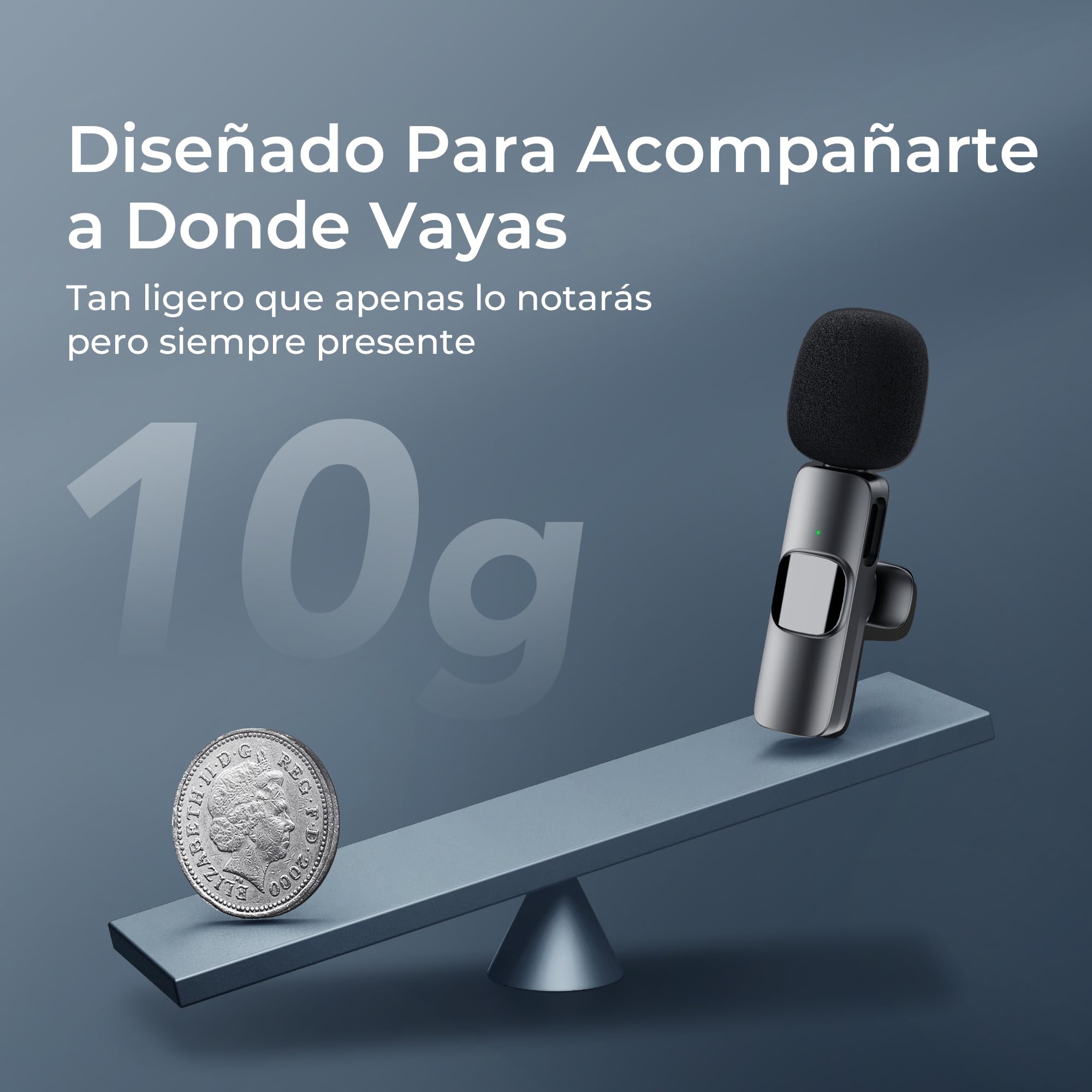 YRF micrófono inalámbrico de Solapa para iPhone Android iPad, Mini micrófono con USB C/Lightning, reducción de Ruido, 20M Distancia, para grabación de vídeo, Streaming, Vlogging, Youtube, Tiktok