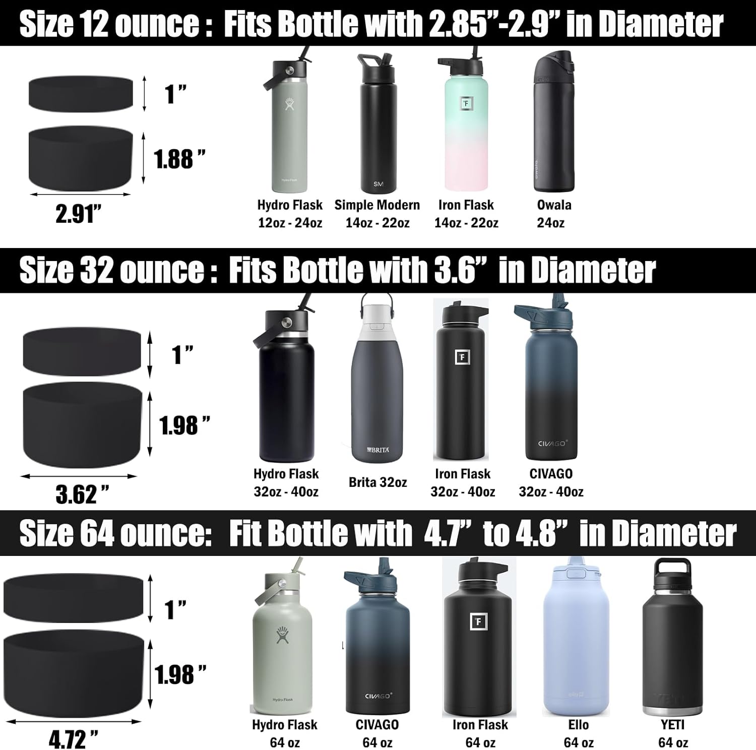 Greant Double Protective Water Bottle Boot Compatible with Hydro Flask, Silicone Flex Boot Compatible with Hydroflask Boot, Universal Anti-Slip Bottle Sleeve, 3 Sizes to Choose - Image 3