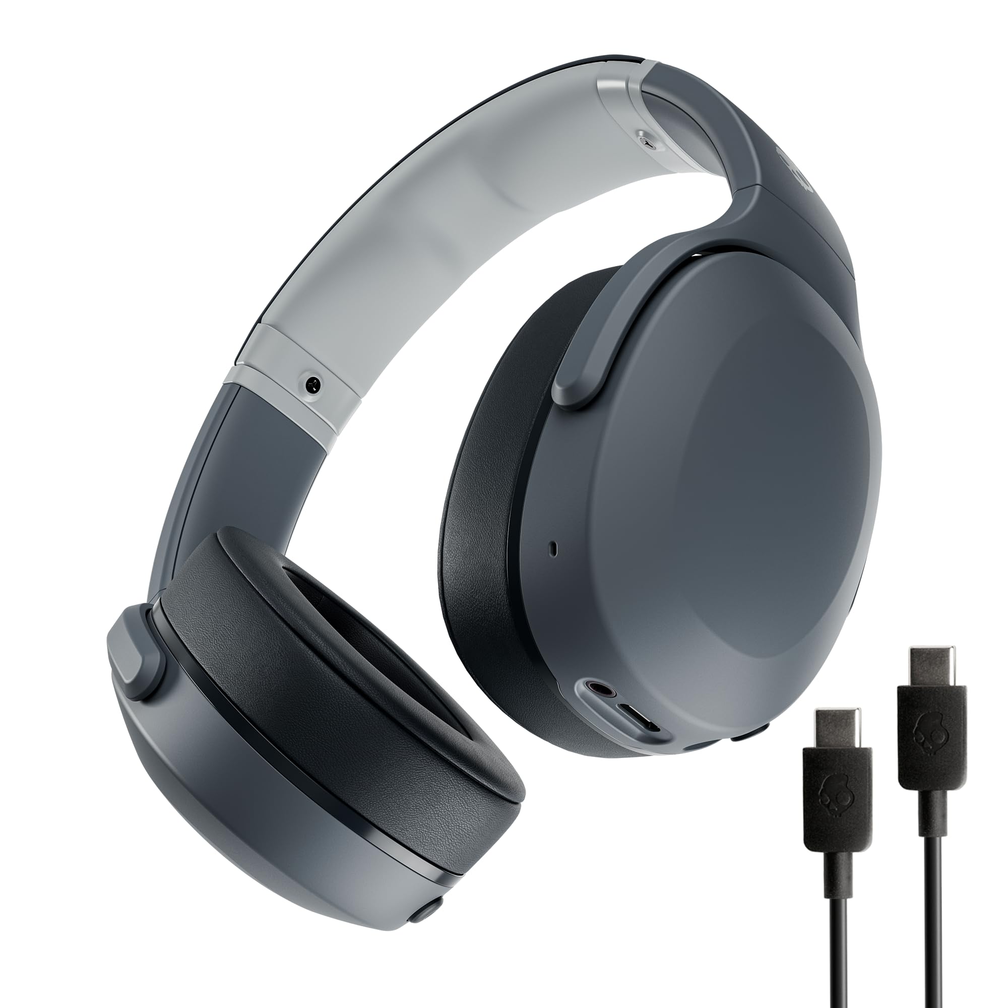 Skullcandy Crusher Evo Wireless Bluetooth Headphones with Multi-Sensory Bass and Charging Cable, Noise Isolating Over-Ear Fit, Up to 40 Hours Battery, Microphone for iPhone Android - Chill Grey