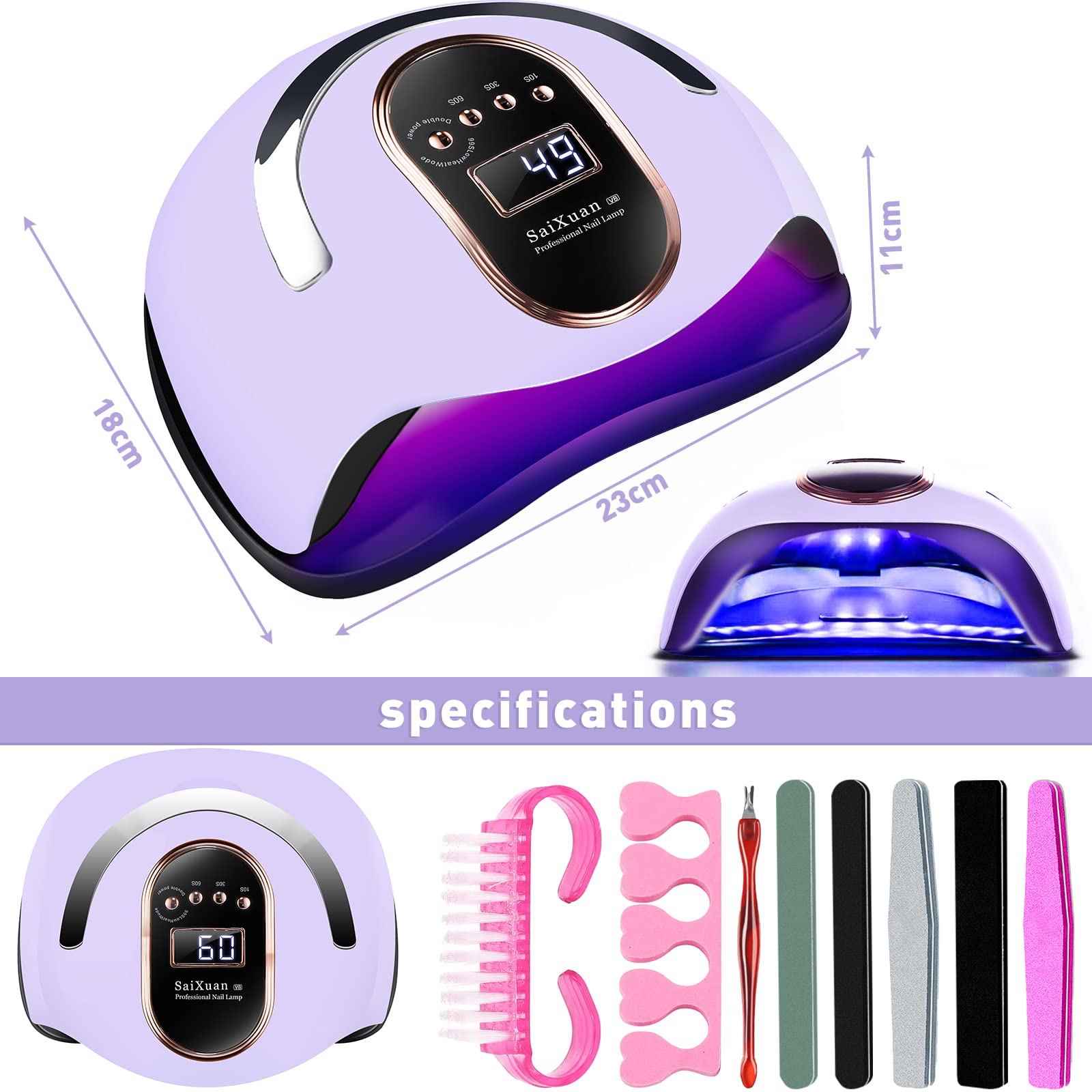 Lampada UV LED Lampada Unghie 168W Professionale Fornetto per Manicure/Pedicure Permanente Smalto Semipermanente 4 Timer con 10s/30s/60s/99s Display LED Automatico Sensore