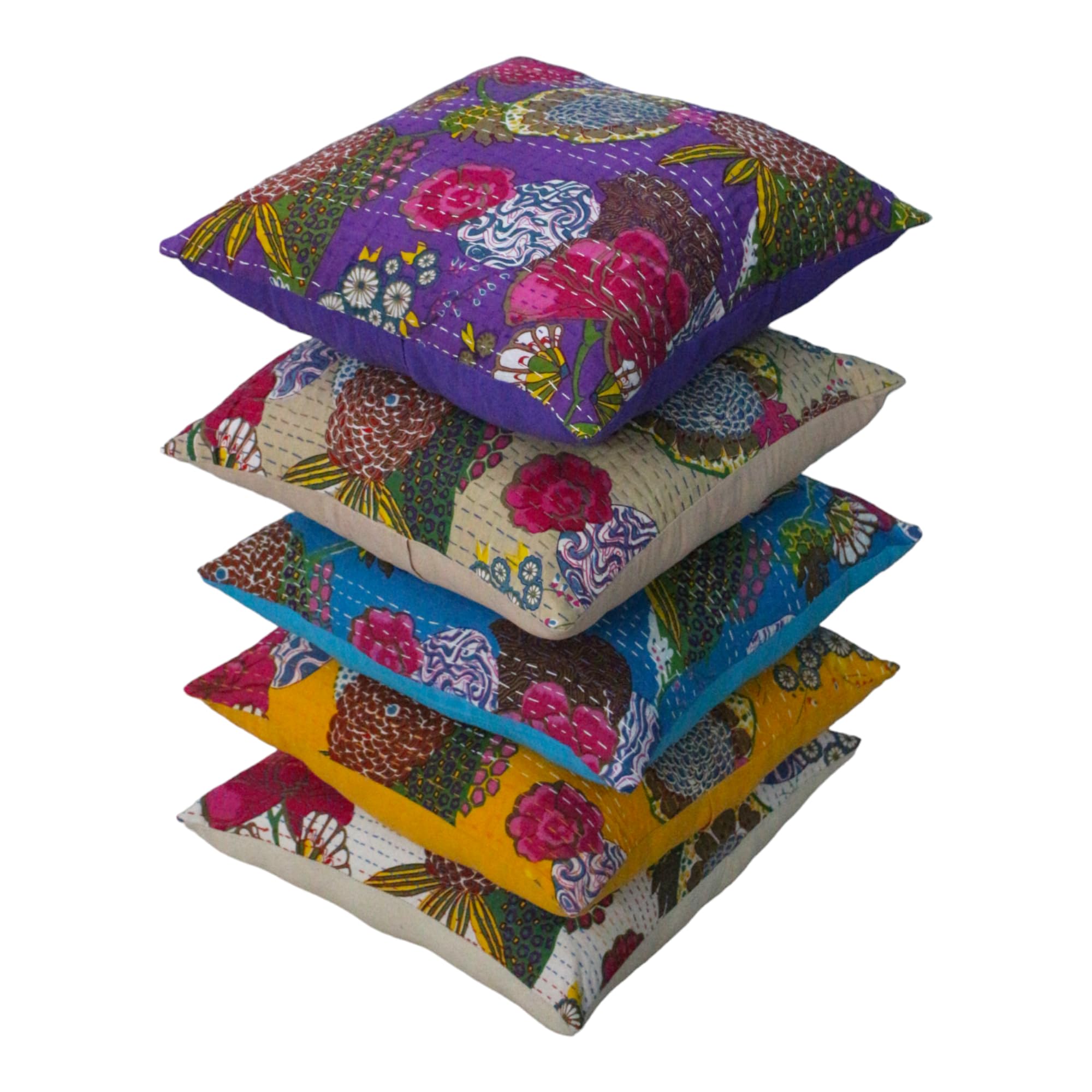 Set Of 5 Boho Throw Pillow Covers - Silk Decorative Cushions For Sofa, Couch, And Bed – Bohemian, Indian & Moroccan Inspired Home DéCor For Living