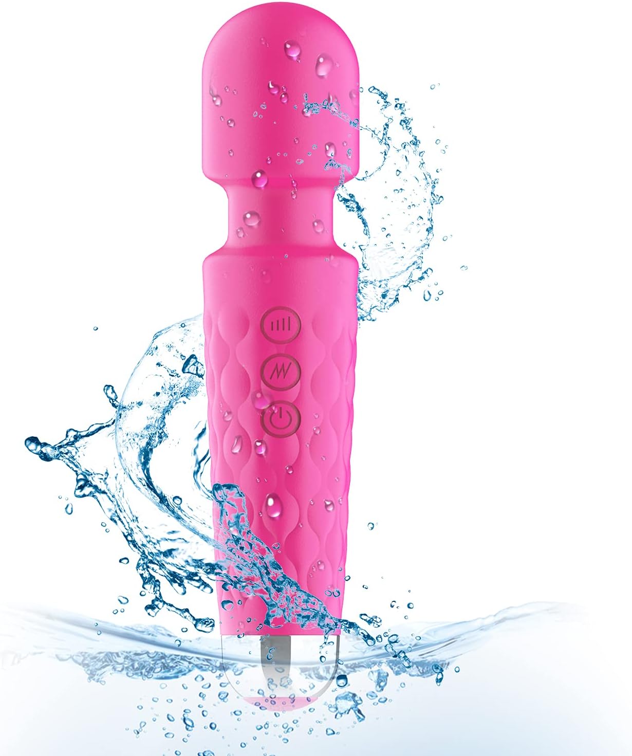 Upgraded Rechargeable Waterproof Handheld Back Massager for Neck Shoulder Back Body Massage Sports Recovery Muscle Aches, Pink(6 * 1.5 INCH)