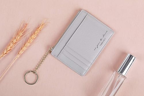 Miniatura 6 de Cartera pequeña de piel para mujer, con llavero, delgado, tarjetero, mini monedero con llavero.