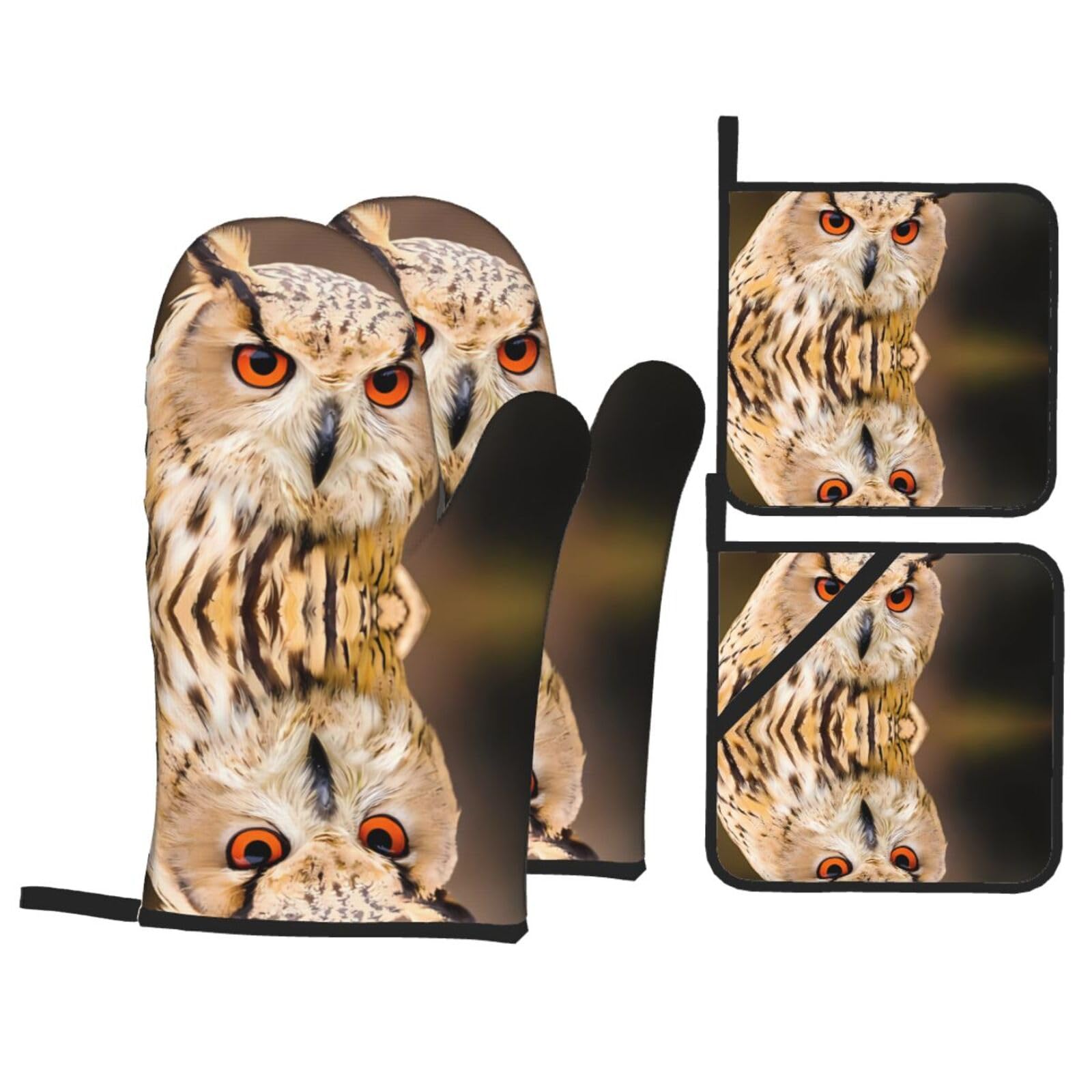WHJSHOP Purple Prints Oven Mitts & Pot Holders Set - Waterproof Kitchen Layers & Heat Resistant - Durable Covers for Safe Cooking & Easy Cleanup