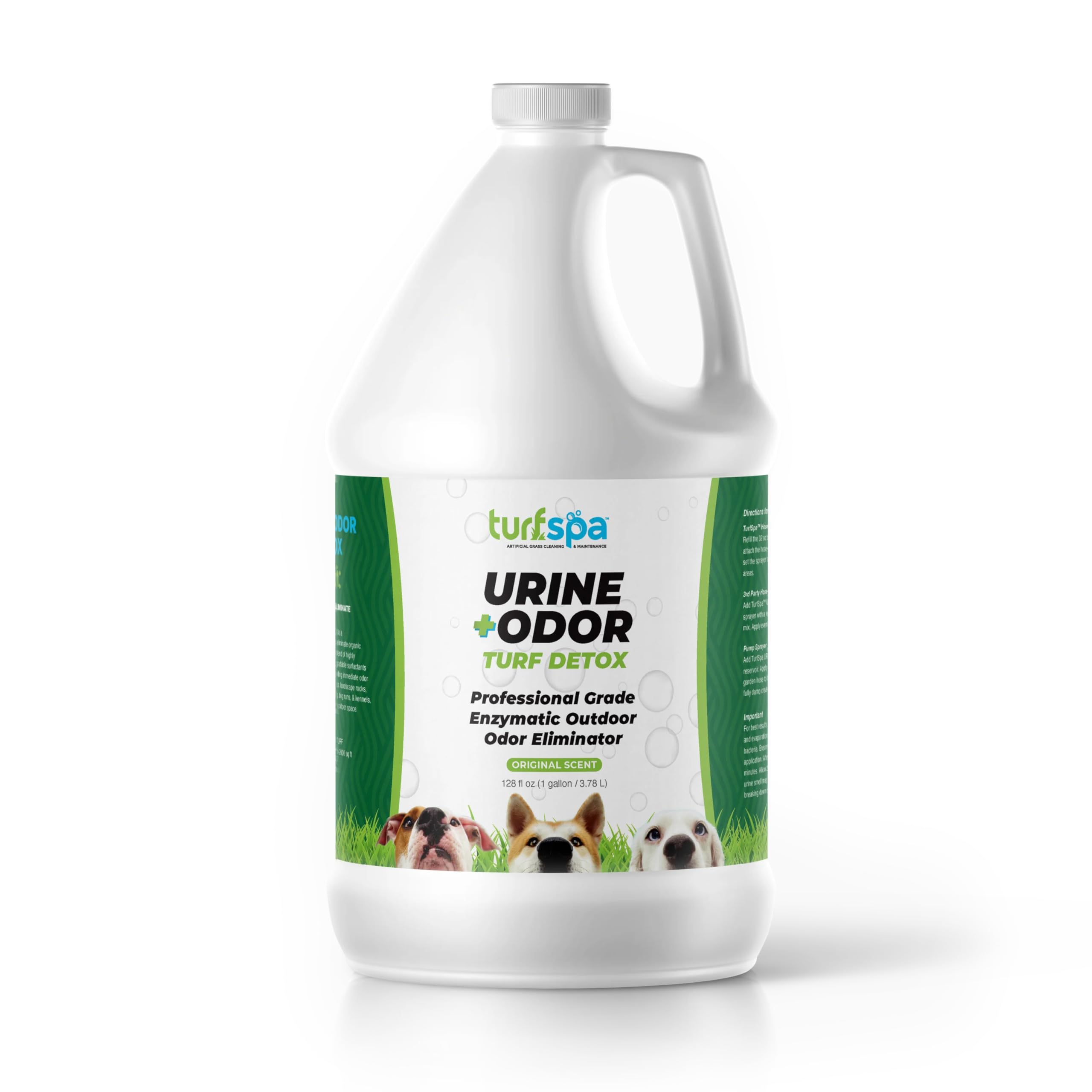 TurfSpa Urine & Odor Turf Detox: Gallon Refill of Professional Enzyme Cleaner & Odor Eliminator for Artificial Grass, Turf, Concrete, Patio & Kennels,