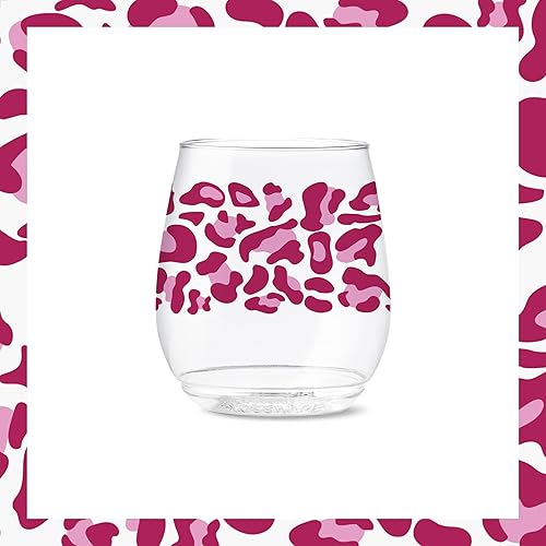 Miniatura 4 de TOSSWARE POP - Vasos de vino de 14 onzas Serie XOXO, juego de 6 vasos impresos de plástico reciclables, irrompibles y cristalinos
