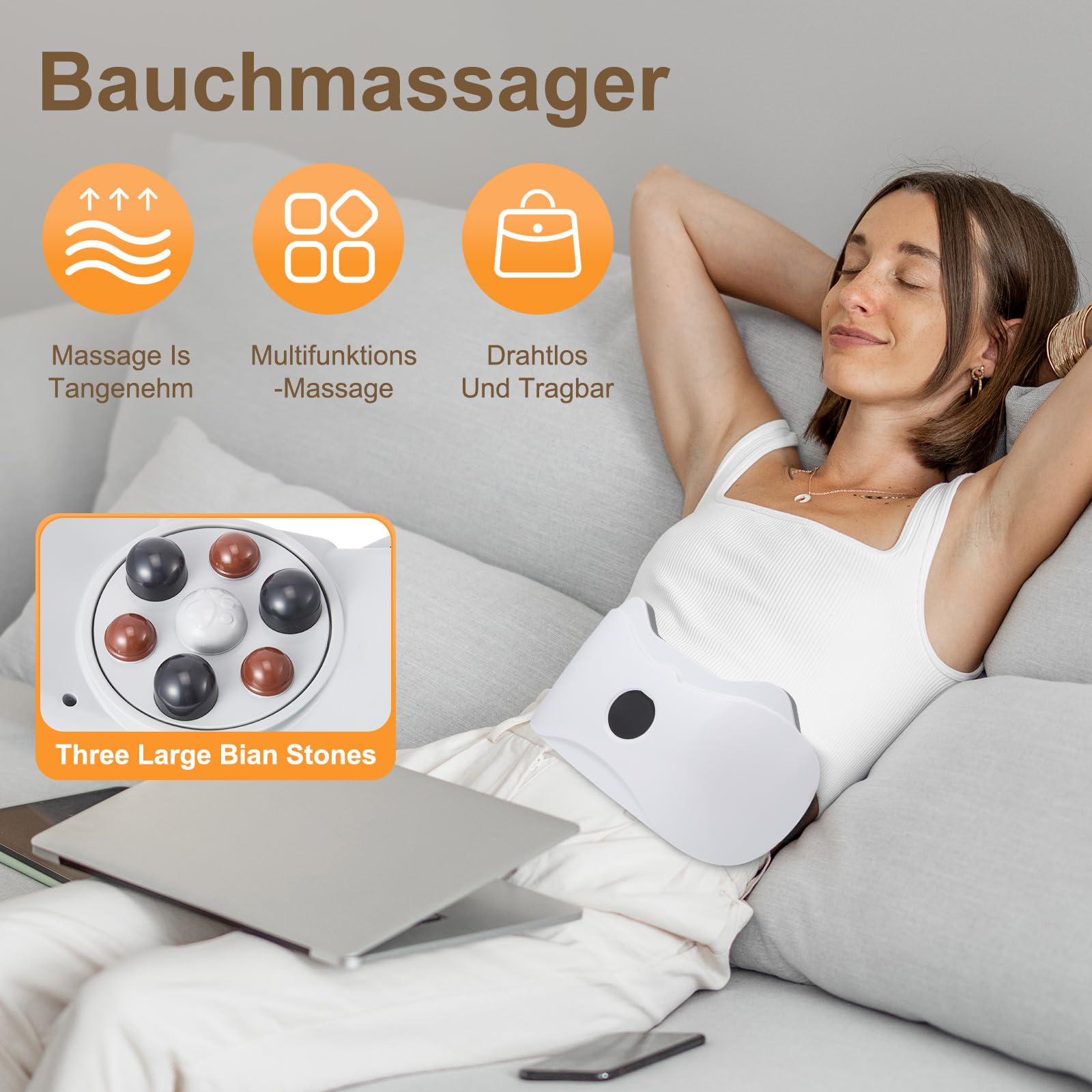 Kabelloser Bauchmassagegerät,Tragbar Bauchmuskeltrainer Elektrisch Mit 3 Geschwindigkeiten & Modi Wiederaufladbar Elektrischer Bauch Trainingsgerät für Taille Bauch