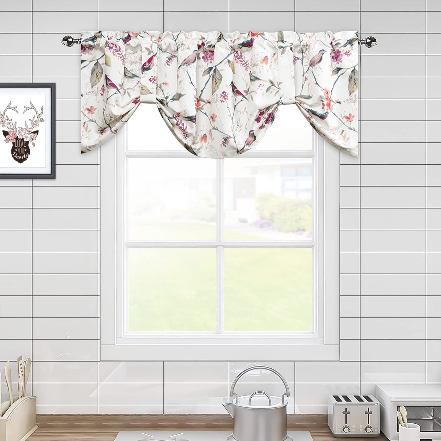 Leeva Window Valances Tie Up Small Curtains and Valance for Laundry Room Elegant Tie-up Swag Kitchen Valance, One Panel - Image 2