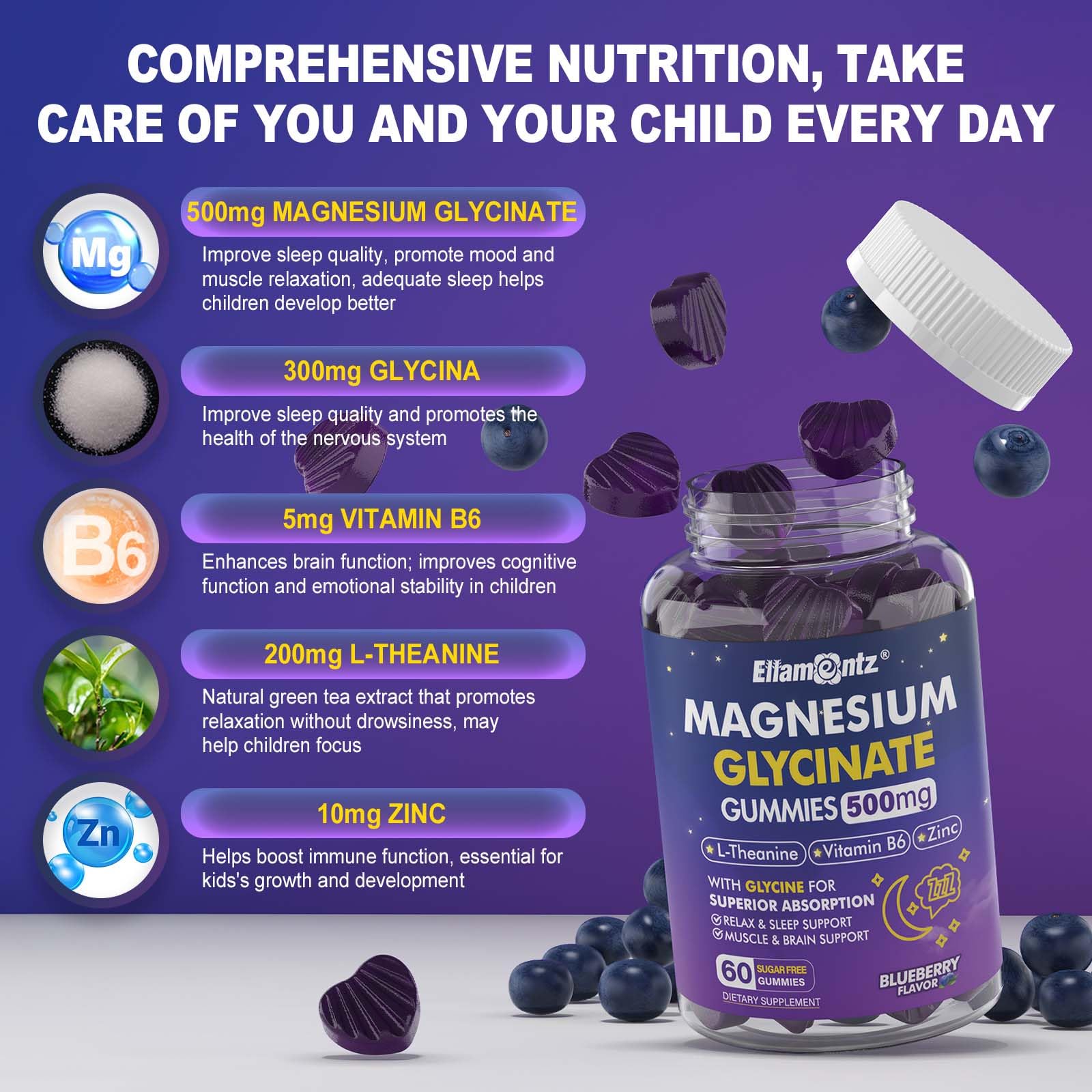 Magnesium Glycinate Gummies 500mg for Adults & Kids, High Absorption, 120Ct — Amazon image 6