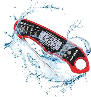 Digital Thermometer for Grilling and Cooking - Waterproof Ultra-Fast Instant Read Food Thermometer with Backlight & Calibration for, Kitchen Outdoor Grilling and BBQ (Red/Black)