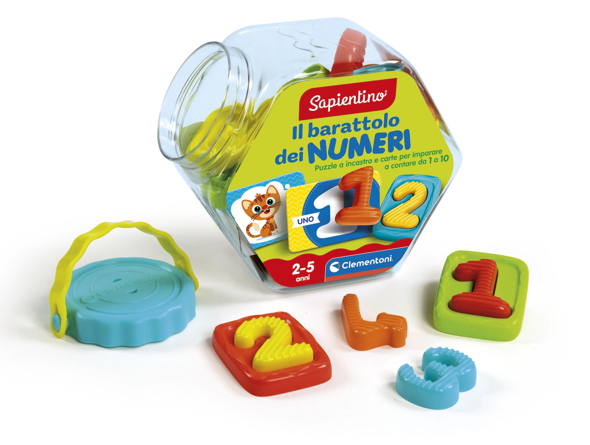 Clementoni Sapientino - Il Barattolo dei Numeri, Gioco Educativo per Imparare Numeri e Quantità con Puzzle e Carte Interattive per Bambini 2-5 Anni, Lingua Italiana, 16492