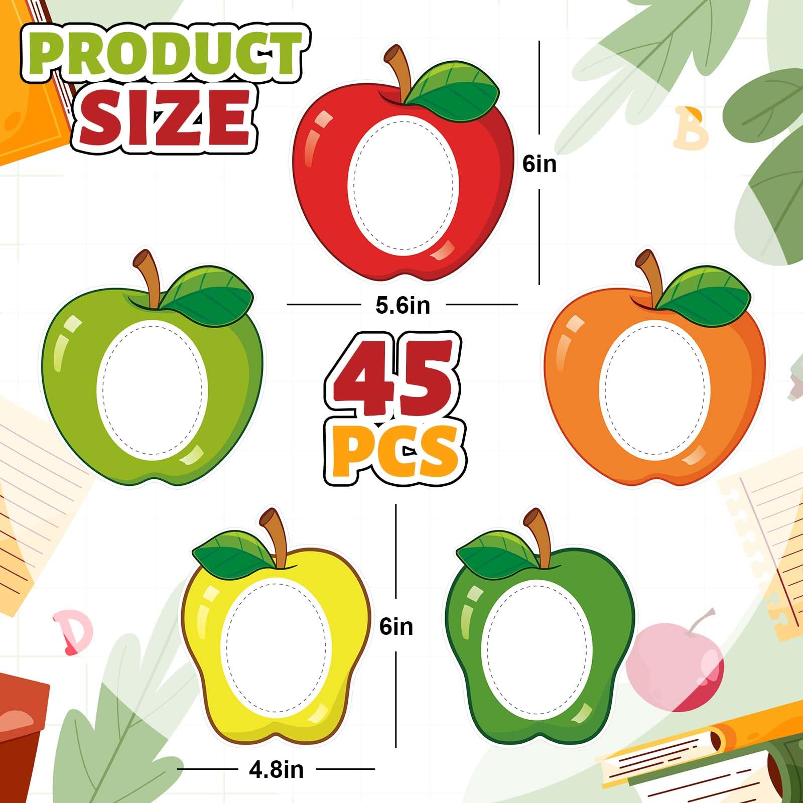 Back To School Pinnwand-Set – 53-teilig, Bunte Äpfel, Mit Klebepunkten